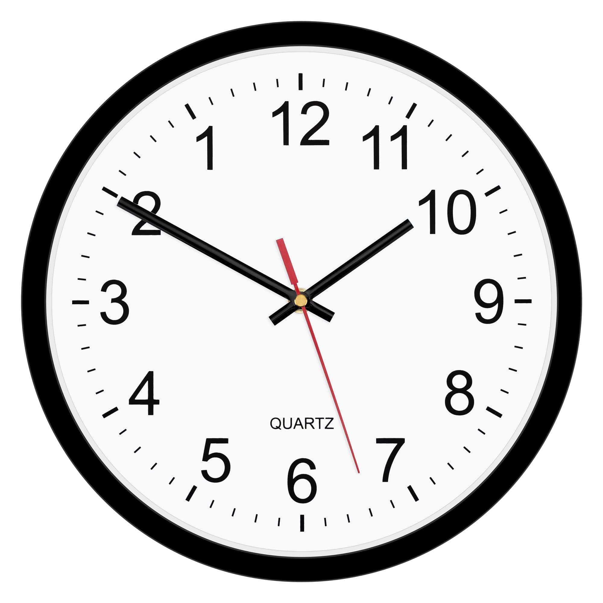 Foxtop Black Backwards Wall Clock, Runs Counterclockwise, 12 Inch Battery Operated Round Analog Wall Clock for Living Room Bedroom Home Classroom Office