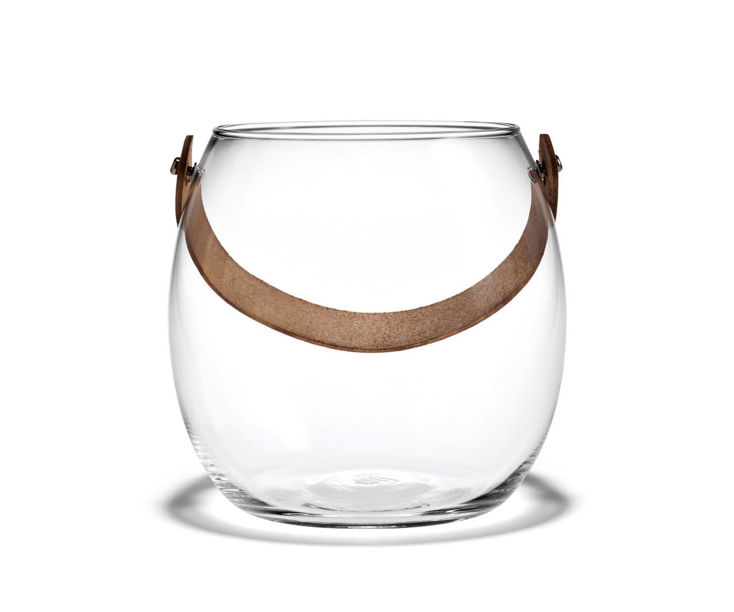 HolmegaardDWL Glass Bowl with Leather Handle Clear Height 16 cm