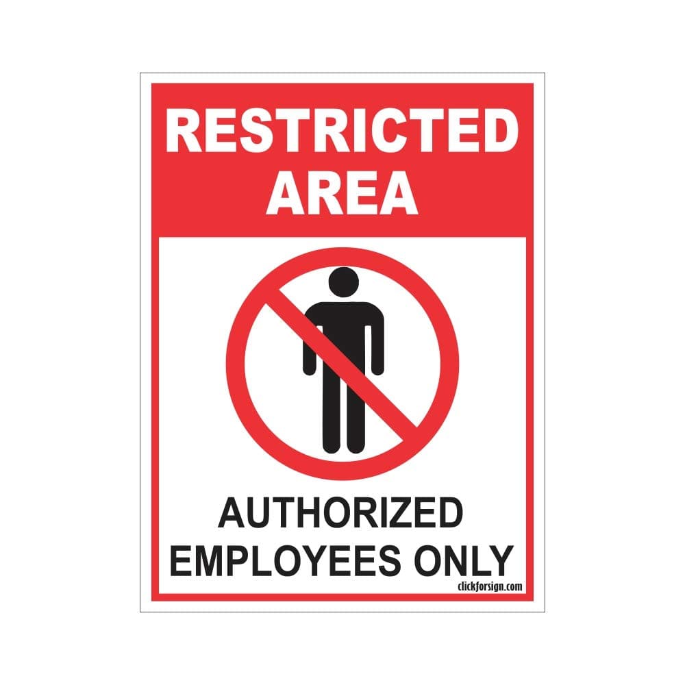 Restricted Area Authorized Employee Only Sign Board - 200 x 150 mm, RES-AREA-SB-59(8X6)