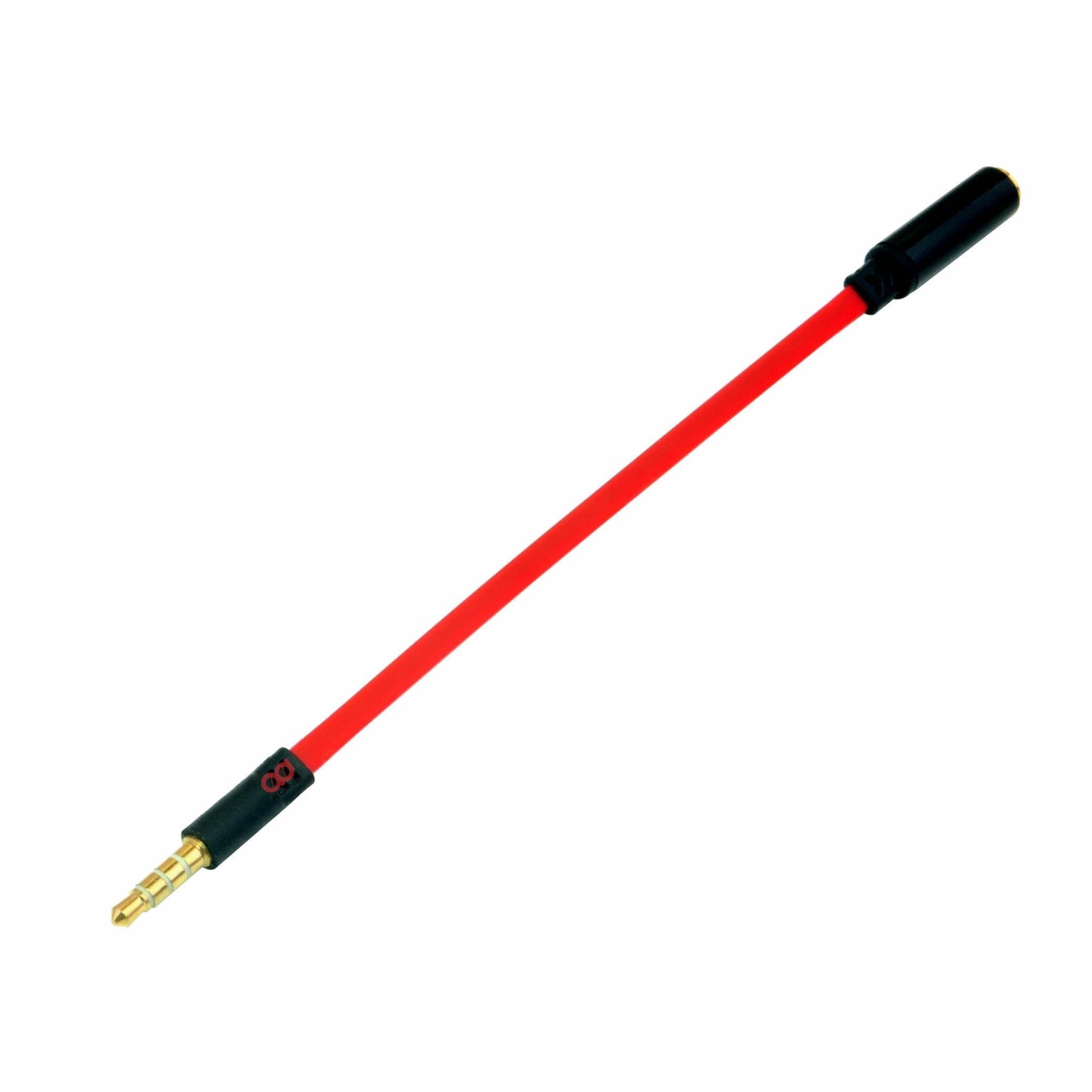 Adine 3.5 MM Extension Cord Audio Cable for Earphone Headset / Apple Ipod/ Iphone / Ipad / Samsung / Mac / Macbook / Computer / Car Aduio, Noodle Style Design (Full Red)