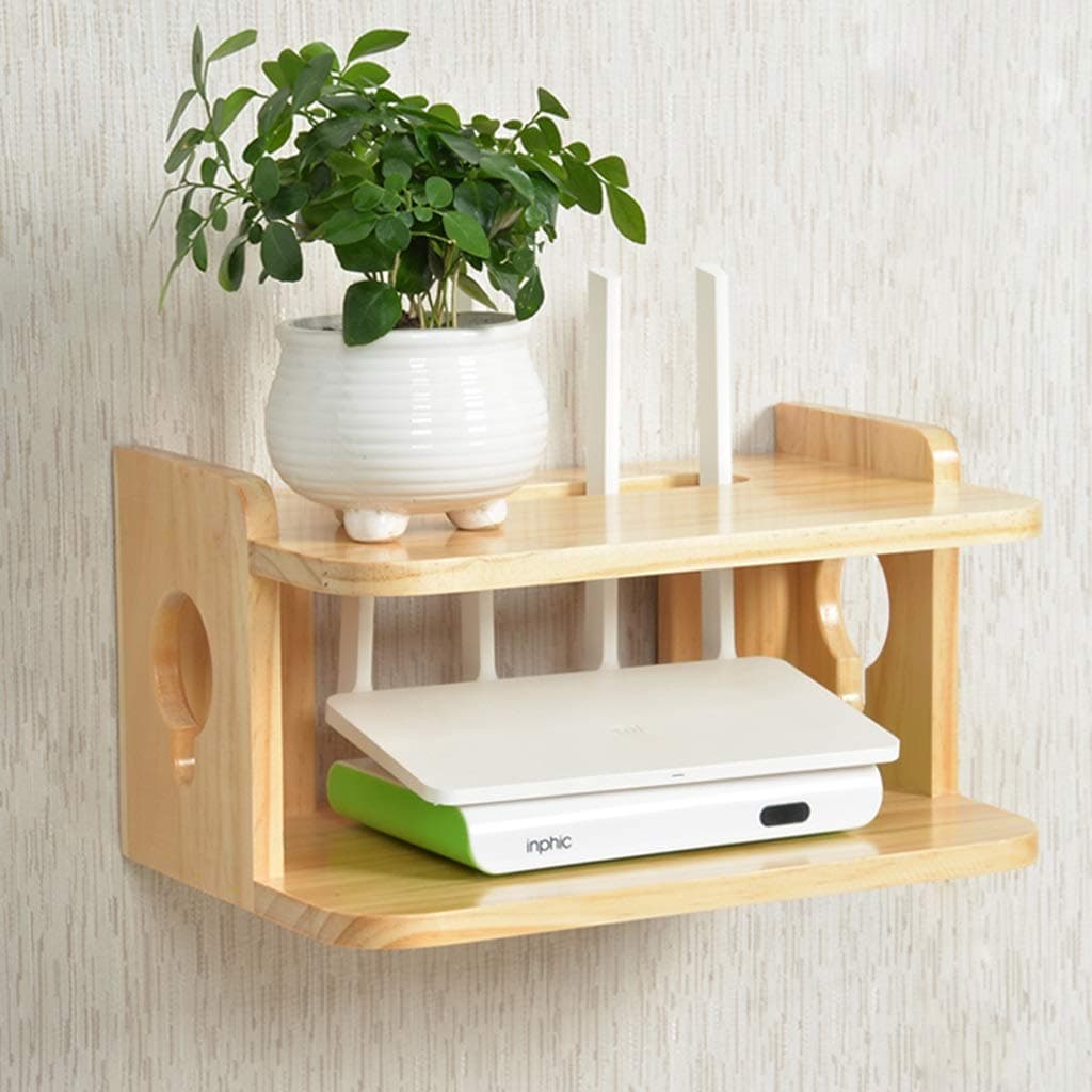 WiFi Router Set Top Box Sky Box Storage Shelf TV Console Solid Wood Wall Hanging TV Shelf Wall Shelf Floating Shelf Small Shelf (Size : 30cm)