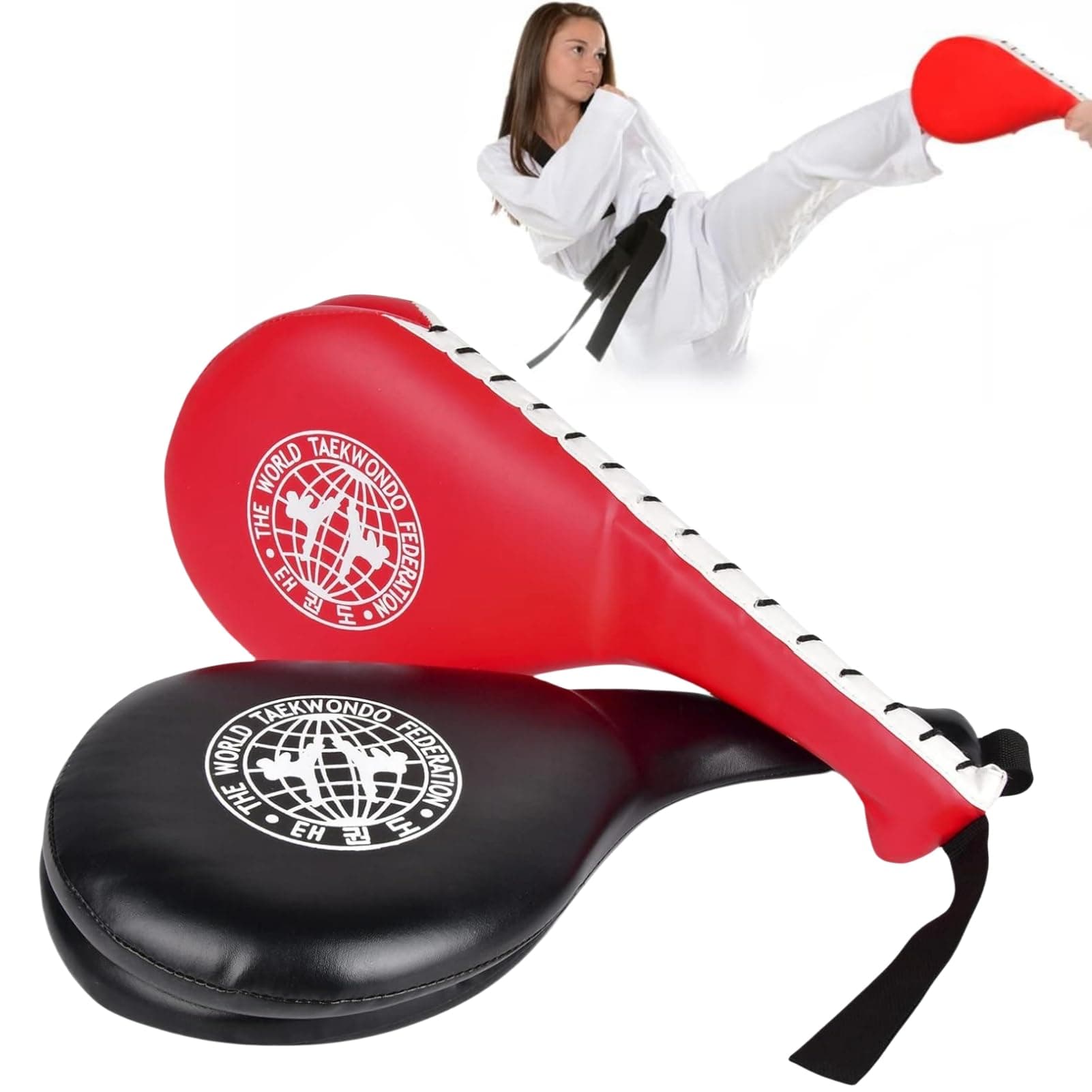 2 Pack Taekwondo Kick Pads, Durable Striking Target Paddles, TKD Karate Martial Arts Strike Targets Kickboxing Training Equipment Sparring Gear,Karate Kicking Target for Kids Youth Adult