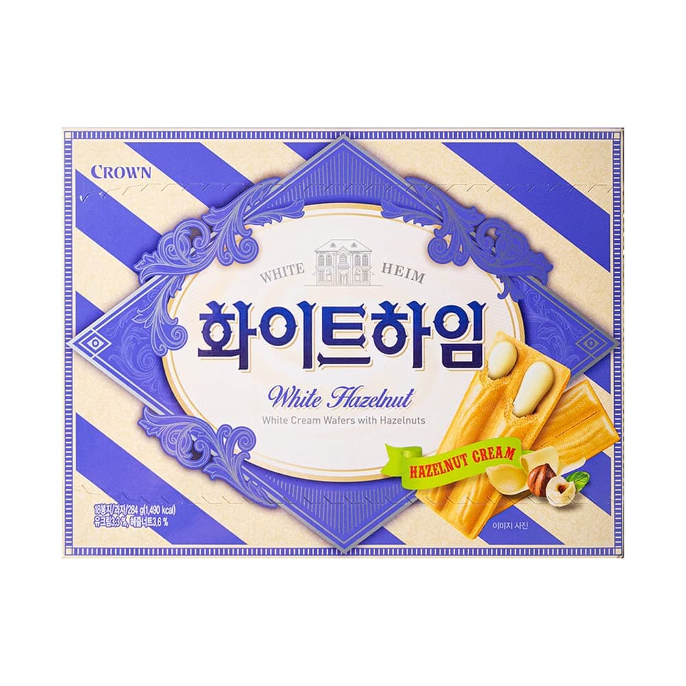 Crown White Heim Korean Wafer Cookies Snack 284g Bundle Pack (18pcs)