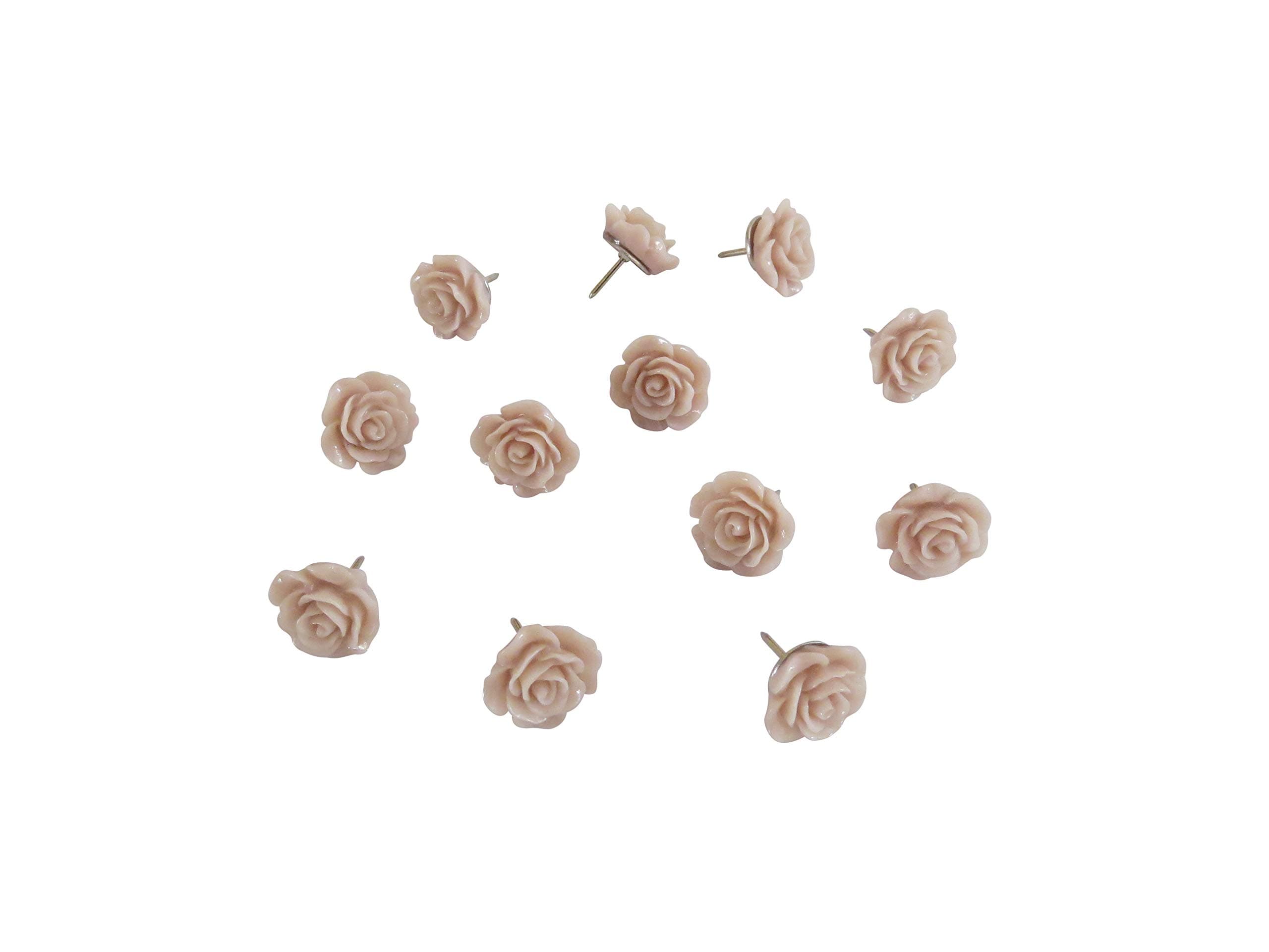 Decorative Rose Thumbtacks for Cork Boards, Unique Handmade Flower Push Pins are Ideal for Pinning Polaroid Photos, Bridal, Baby Showers Decors. Adorning Offices and Weddings - Set of 12. (Lavender)