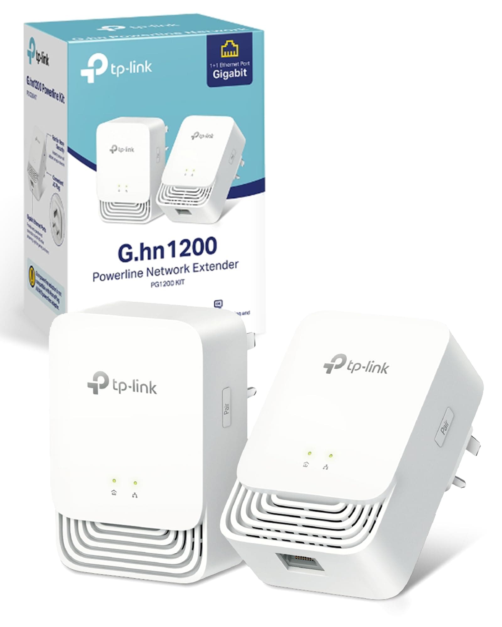 TP-Link PG1200 KIT Advanced Protocol G.hn 1200 Mbps Powerline Adapter Kit, 1+1 Gigabit Ethernet Port, Power Save, Powerline WiFi Extender, Not Works with HomePlug AV/AV2, 8K Streaming, Plug & Play