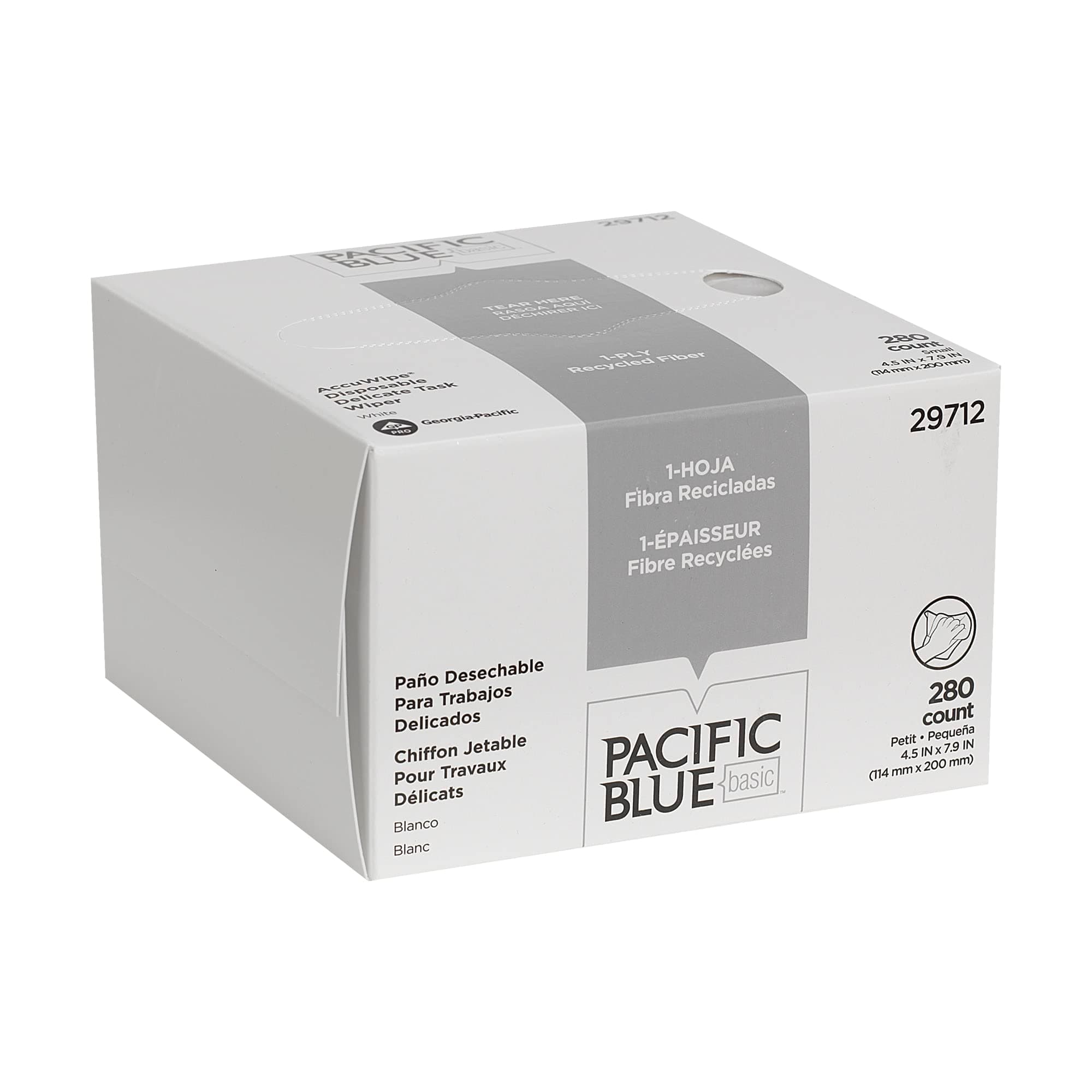 Georgia-Pacific AccuWipe Delicate Task Wipe Recycled Light Duty White NonSterile 1 Ply Tissue 4-1/2 X 8-1/4 Inch Disposable (Box of 280)