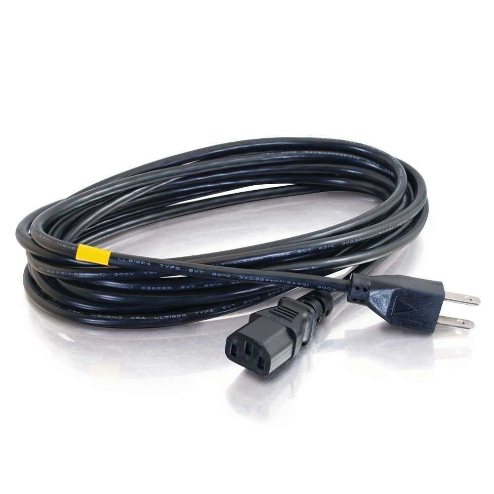 C2G 80672 1.8m US Power Cable 18 AWG North American Power Cord ( NEMA 5-15P to IEC320C13) 6 Foot US Power Lead,Black