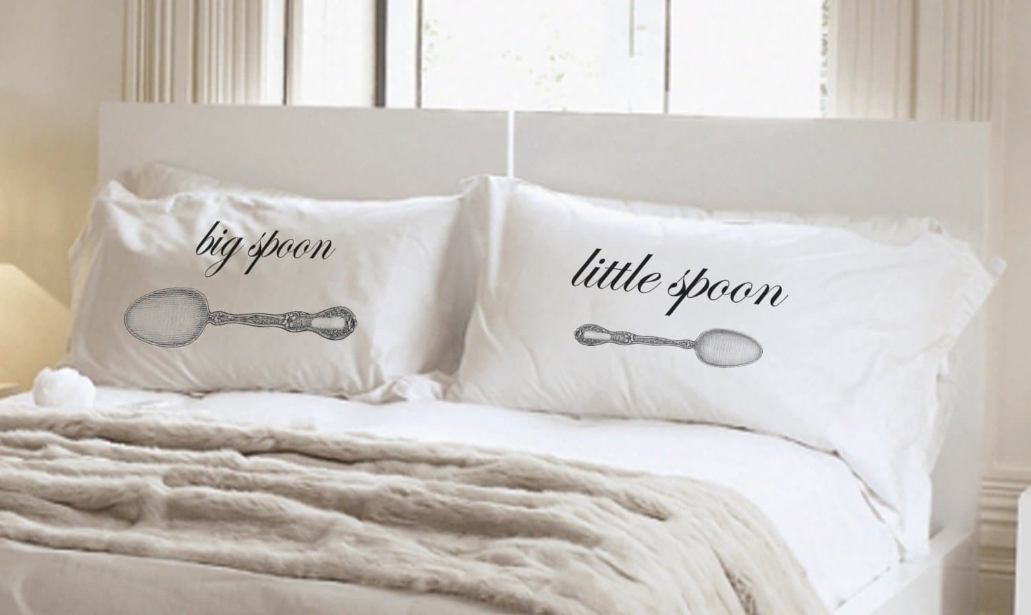 Big Spoon, Little Spoon Pillowcase Set Couples Gift Wedding Gift Couples Pillowcases - NEW