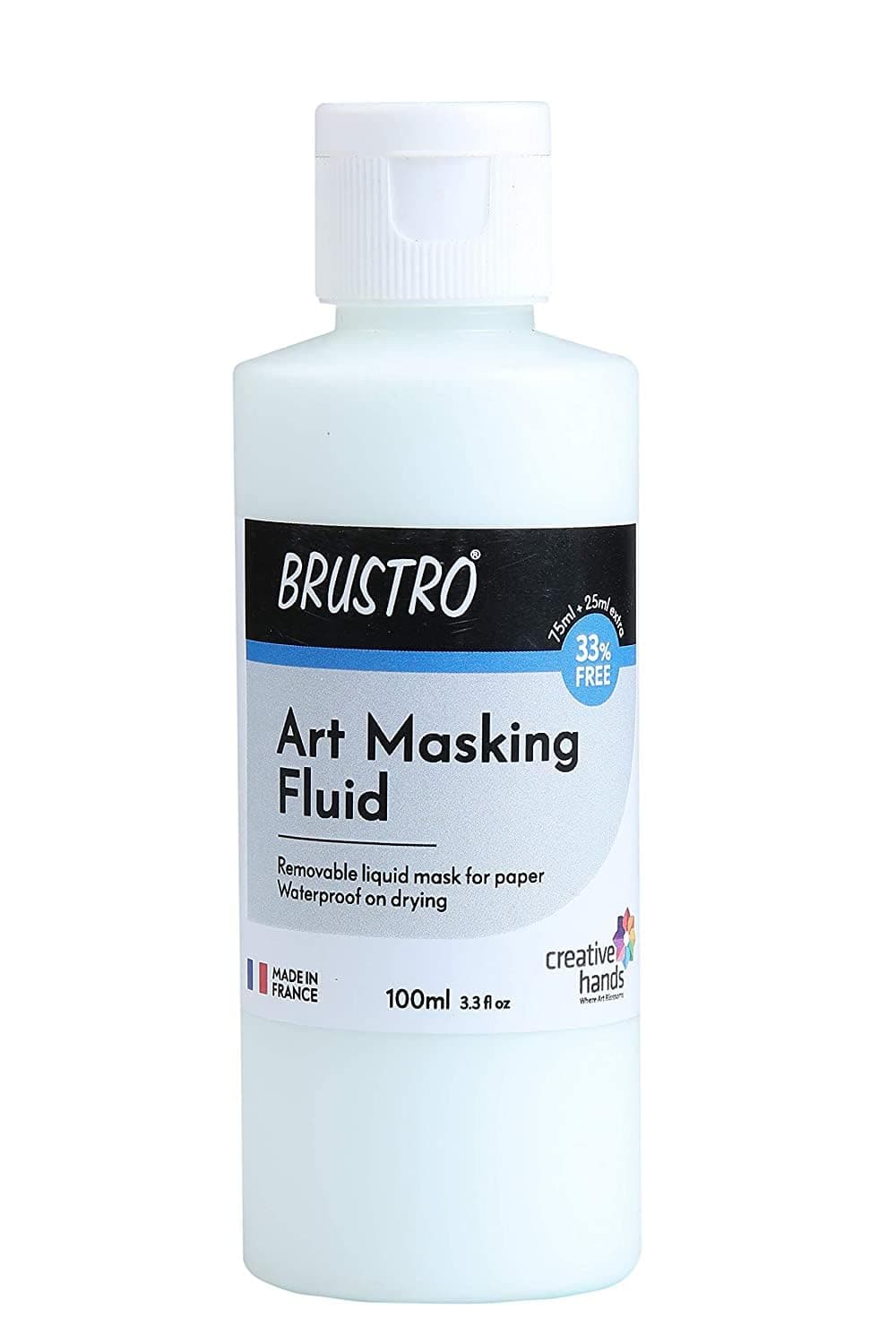 BRUSTRO Professional Art Masking Fluid 100ml (75ml + 25ml Free) – Quick-Drying Liquid Mask for Watercolor, Ink & Mixed Media Painting – Perfect for Fine Detailing & Protecting Paper