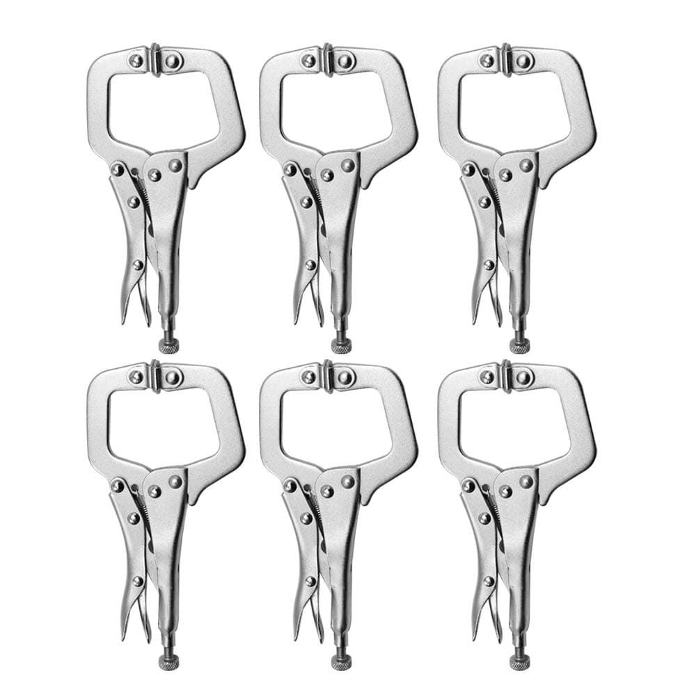 Anxingo 6 Pack 6 Inch C-Clamp Locking with Swivel Pads Heavy Duty Pliers for Craftsmen Home Workshop