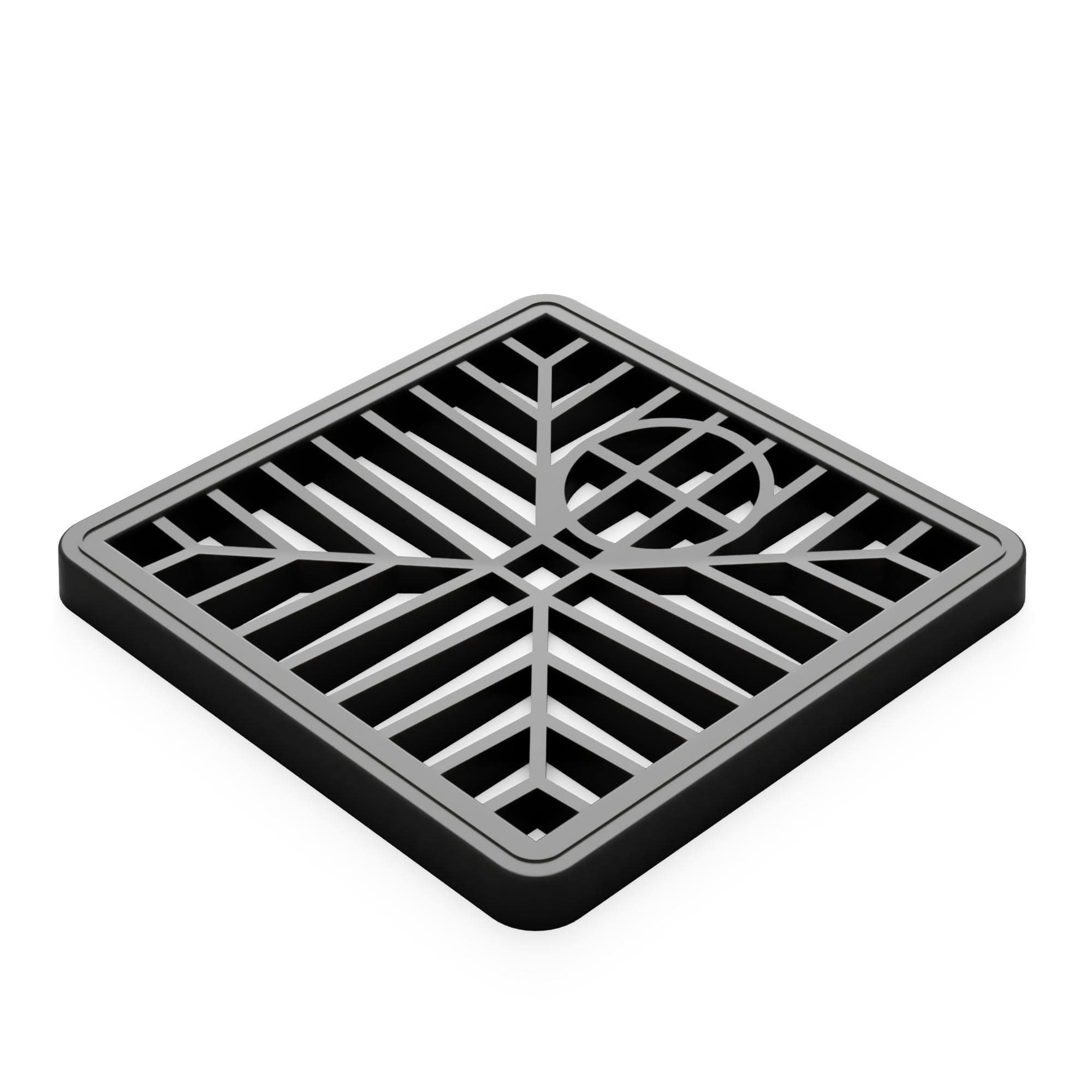 Grid Drain Lid Square PVC 150mm x 150mm Black