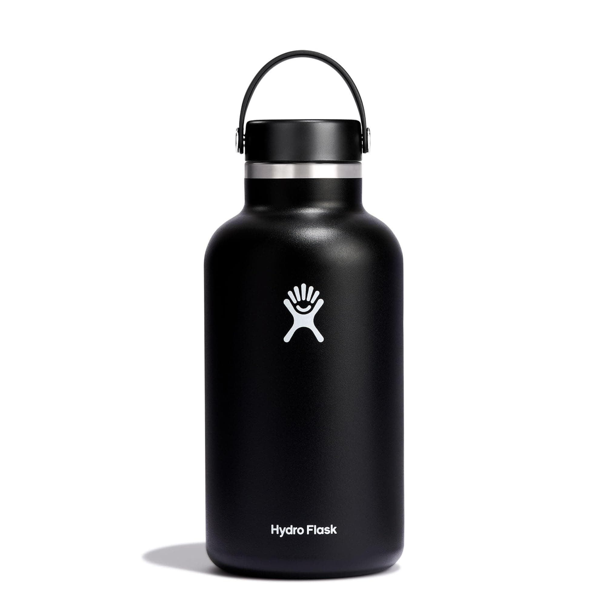 Water Bottle 1893 ml (64 oz) - Vacuum Insulated Stainless Steel Water Bottle with Leak Proof Flex Cap and Powder Coat - Wide Mouth - Black