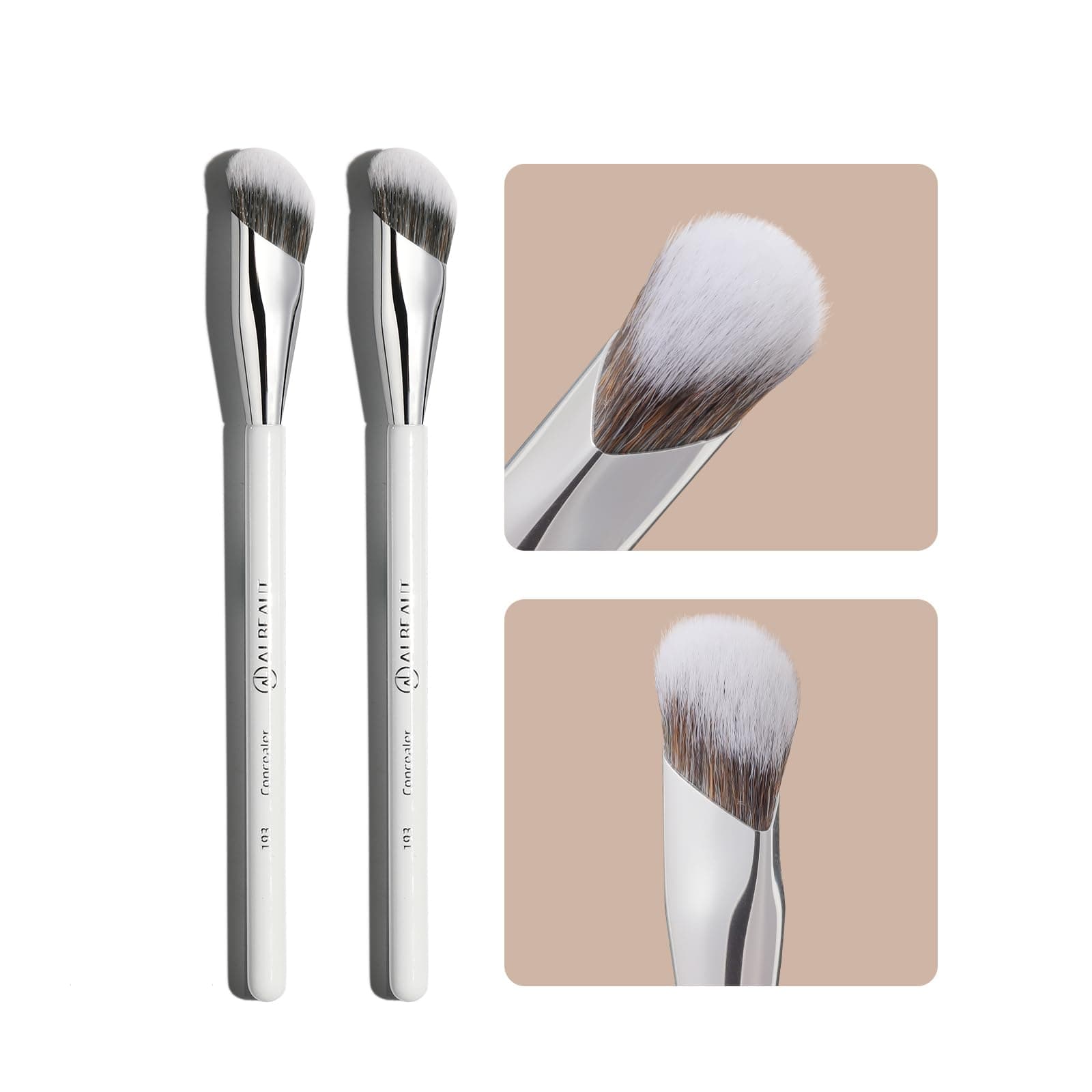 Albeaut Concealer Makeup Brushes 2 PCS Angled Brushes for Liquid, Cream, Stick Concealer Foundation Nose Contour Eyeshadow Blending(193-2pcs)