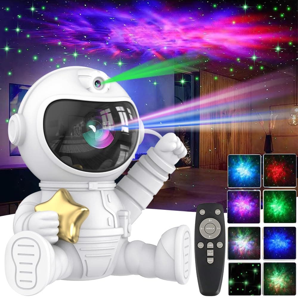 Rescien Projector Lamp Galaxy Astronaut Star Projector Night Light with USB Powered Adjustable Design Perfect for Children Adults Baby Bedroom Party Rooms Game Rooms