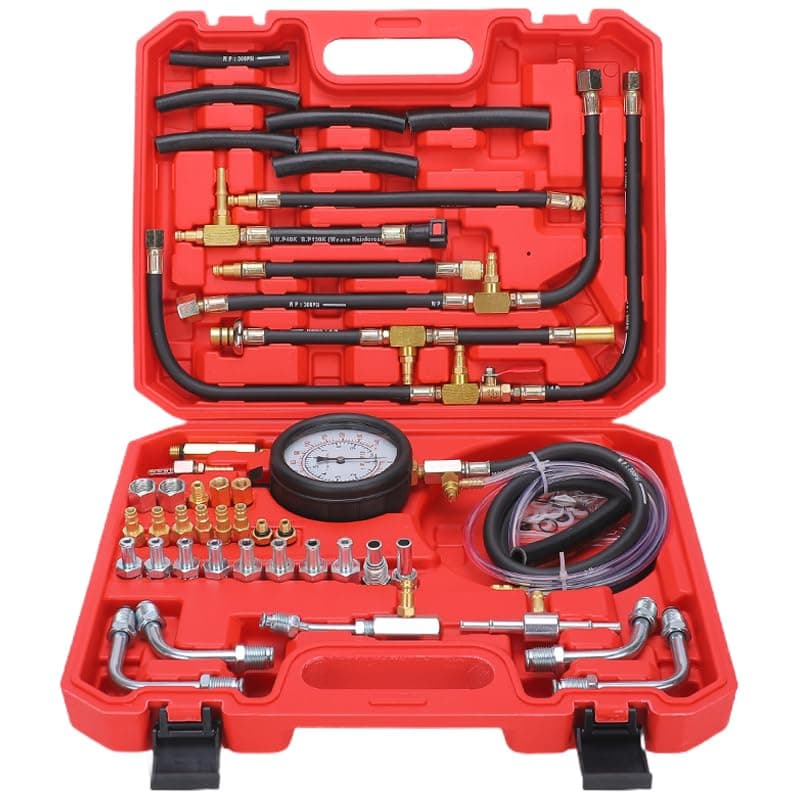 Fuel Injection Pressure Tester Kit 0-140 PSI Pro Auto Fuel Pressure Gauge for Fits Most Cars and Trucks
