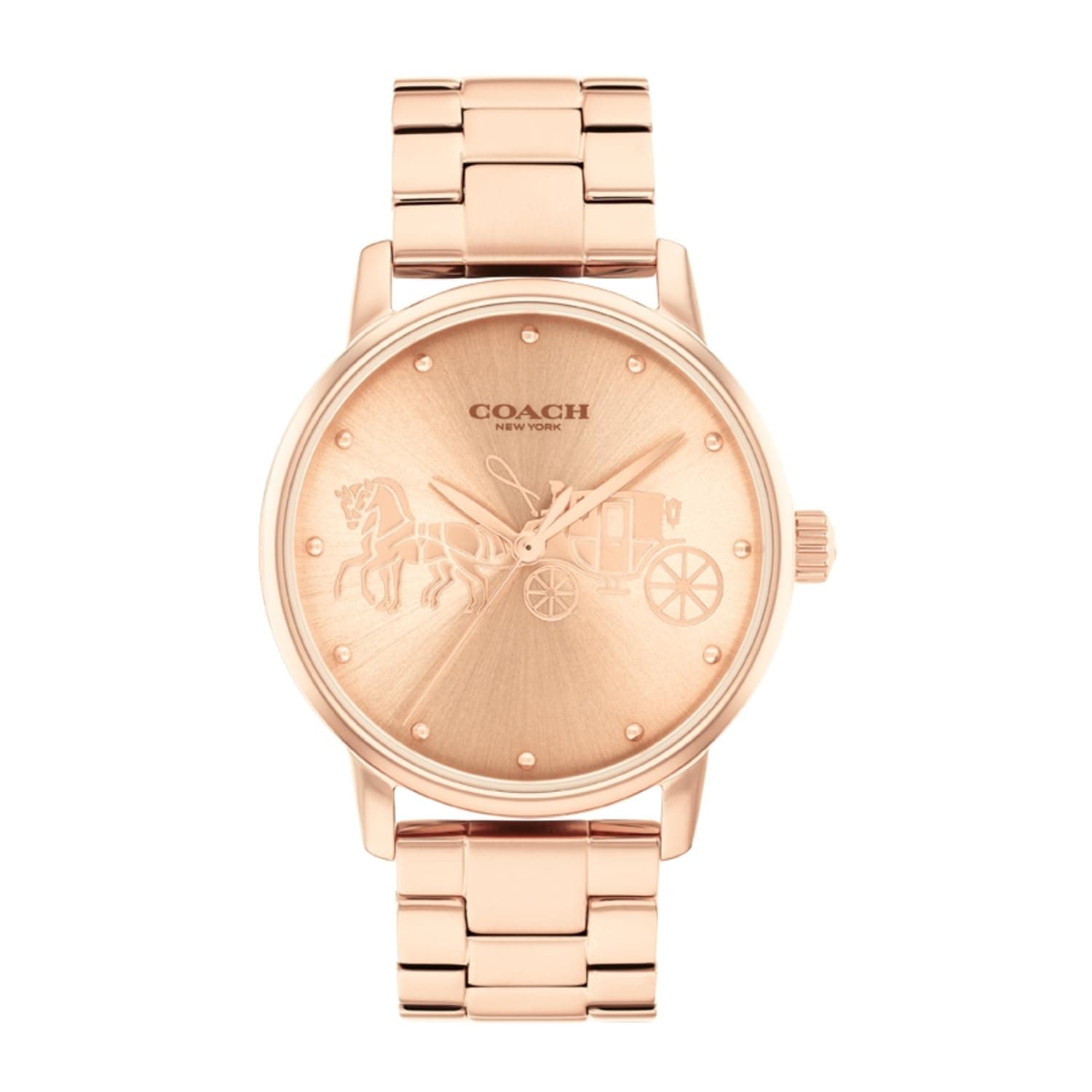 Coach Grand Qtz Basic Rose Gold Round Dial Women's Analog Watch|Ionic Plated Rose Gold Steel Material|Gold Color Band - 14503076