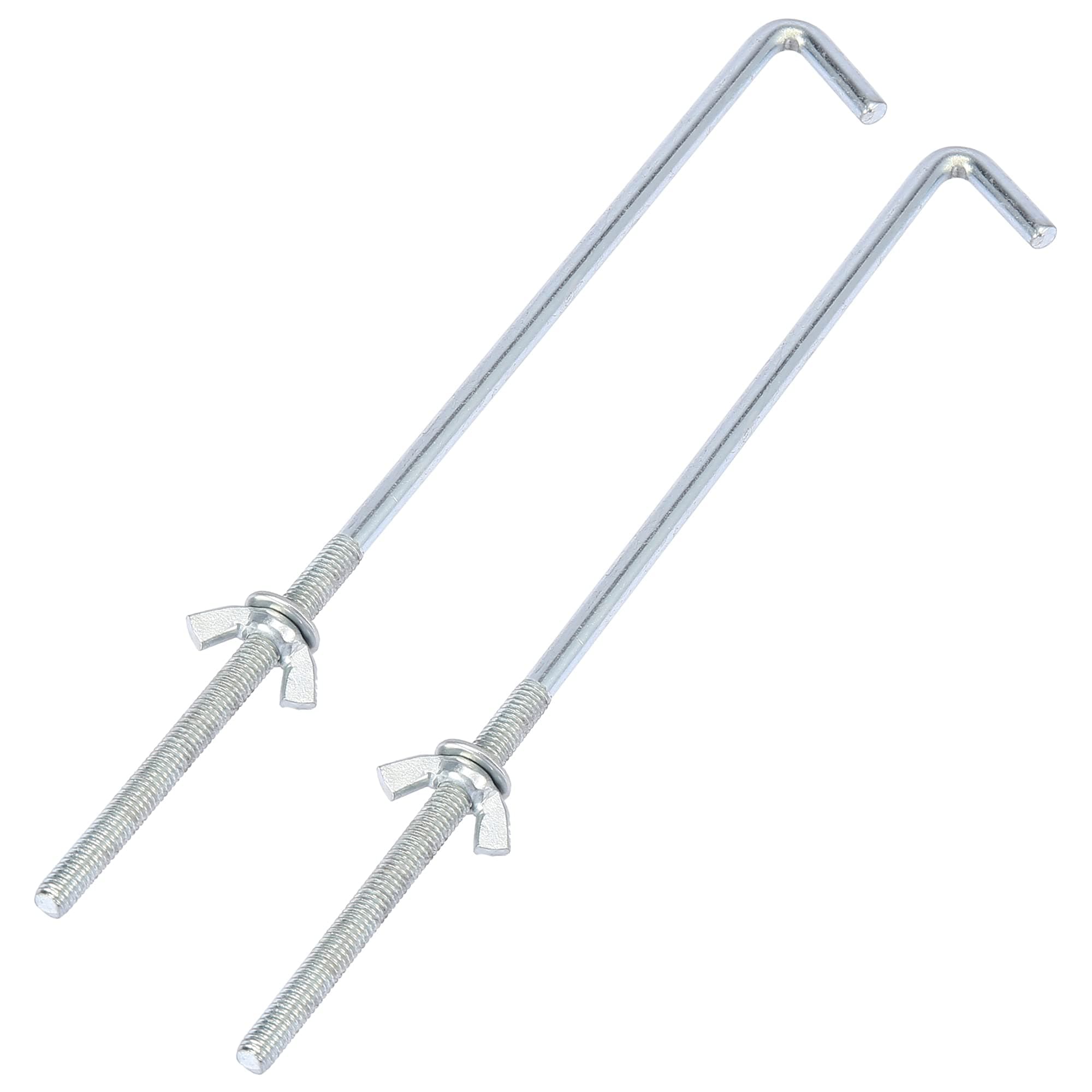 X AUTOHAUX Pair 21cm x 0.6cm Car Battery Hook Clamp Bolt Silver Tone