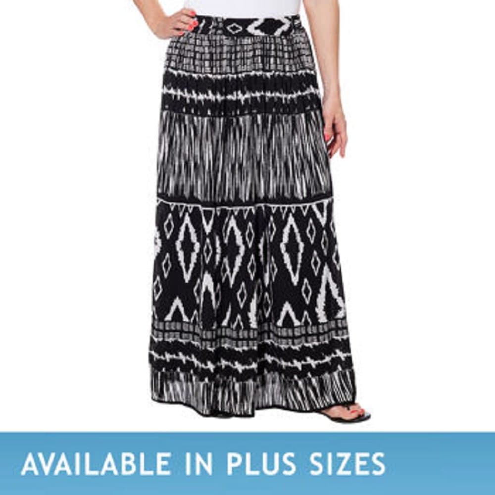 Chaudry Ladies' Pull-on Skirt-Black & White Aztec, Large