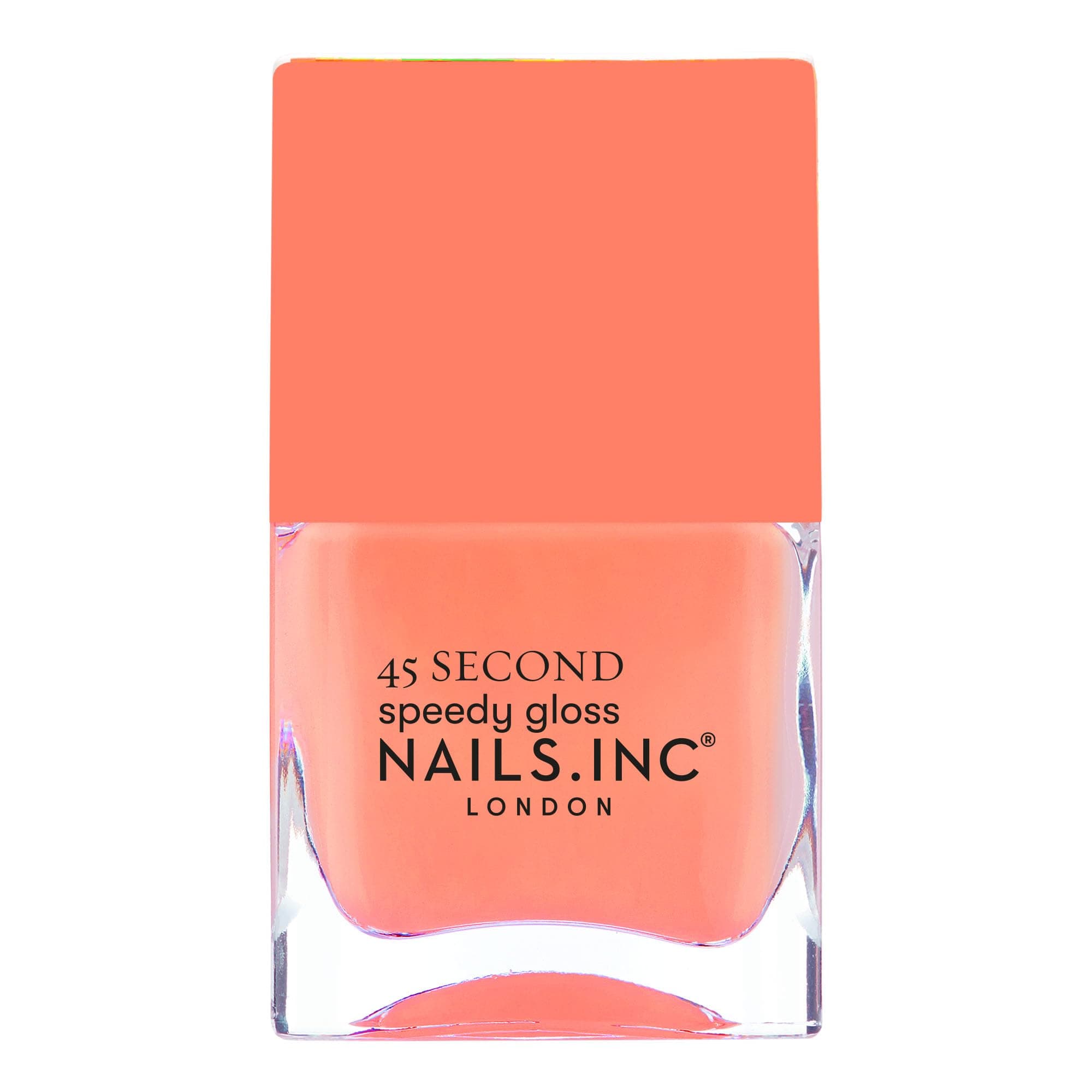 Nails Inc 45 Second Speedy Gloss, Bella, Pastel Coral, Neon, No Chip, Long Lasting, Quick Dry, Air Dry, Professional Manicures & Pedicures, Fingernails & Toenails, Vegan Nail Polish, 0.47 Fl Oz