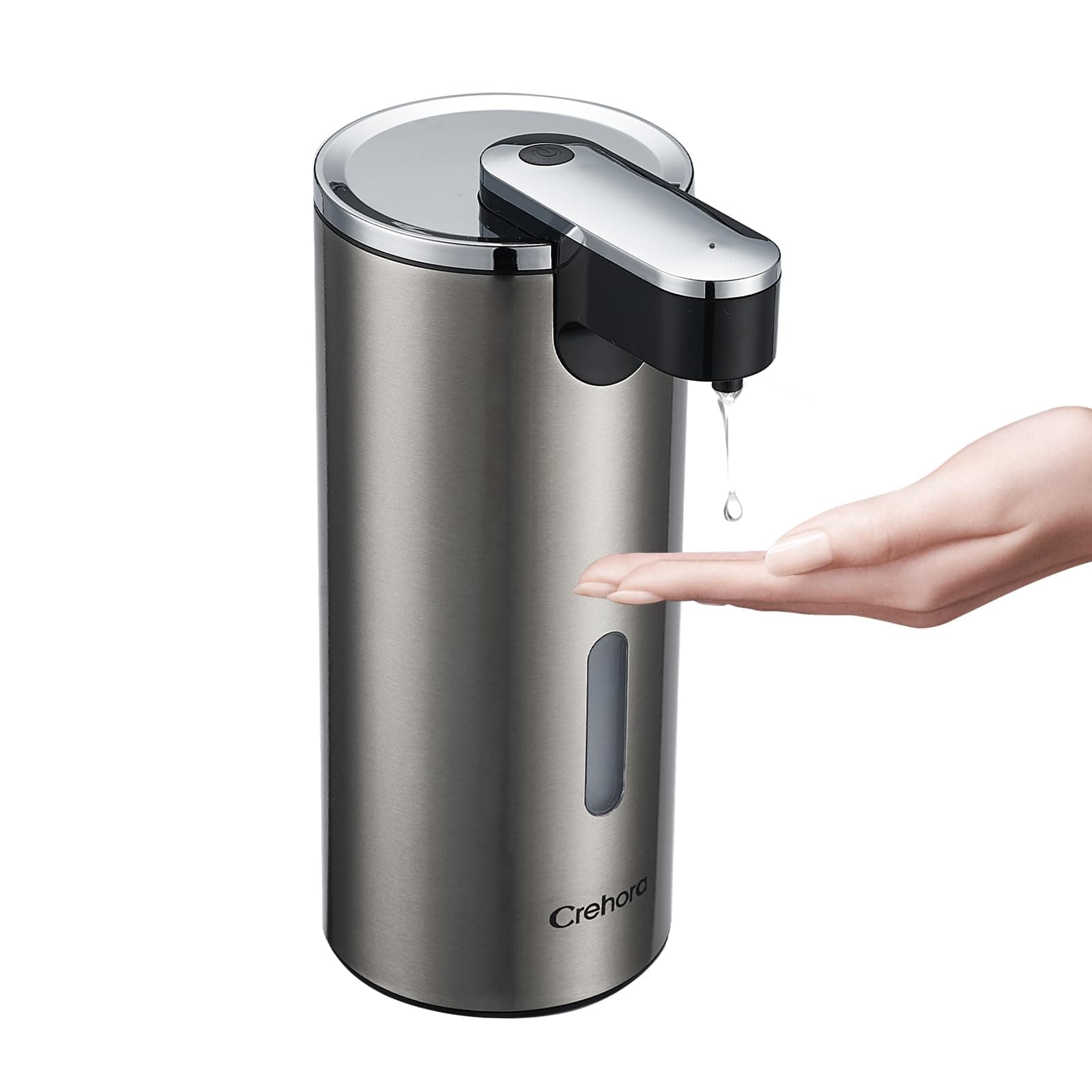 Automatic Soap Dispenser, Automatic Liquid Soap Dispenser Touchless, 12oz/340ml, 3-Level Adjustable, Battery Operated, Water-Resistant for Bathroom, Kitchen, and School, Clog-Free, Stainless Steel