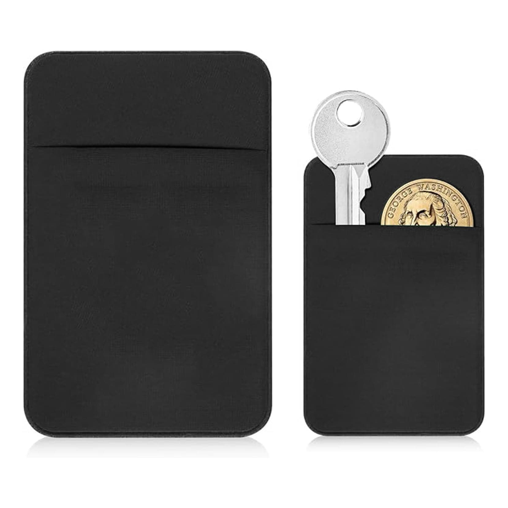 Flat Thin Credit Card Size Key Holder Sleeve - Slim Minimalist Wallet for Men and Women, Black, Credit Card-Sized