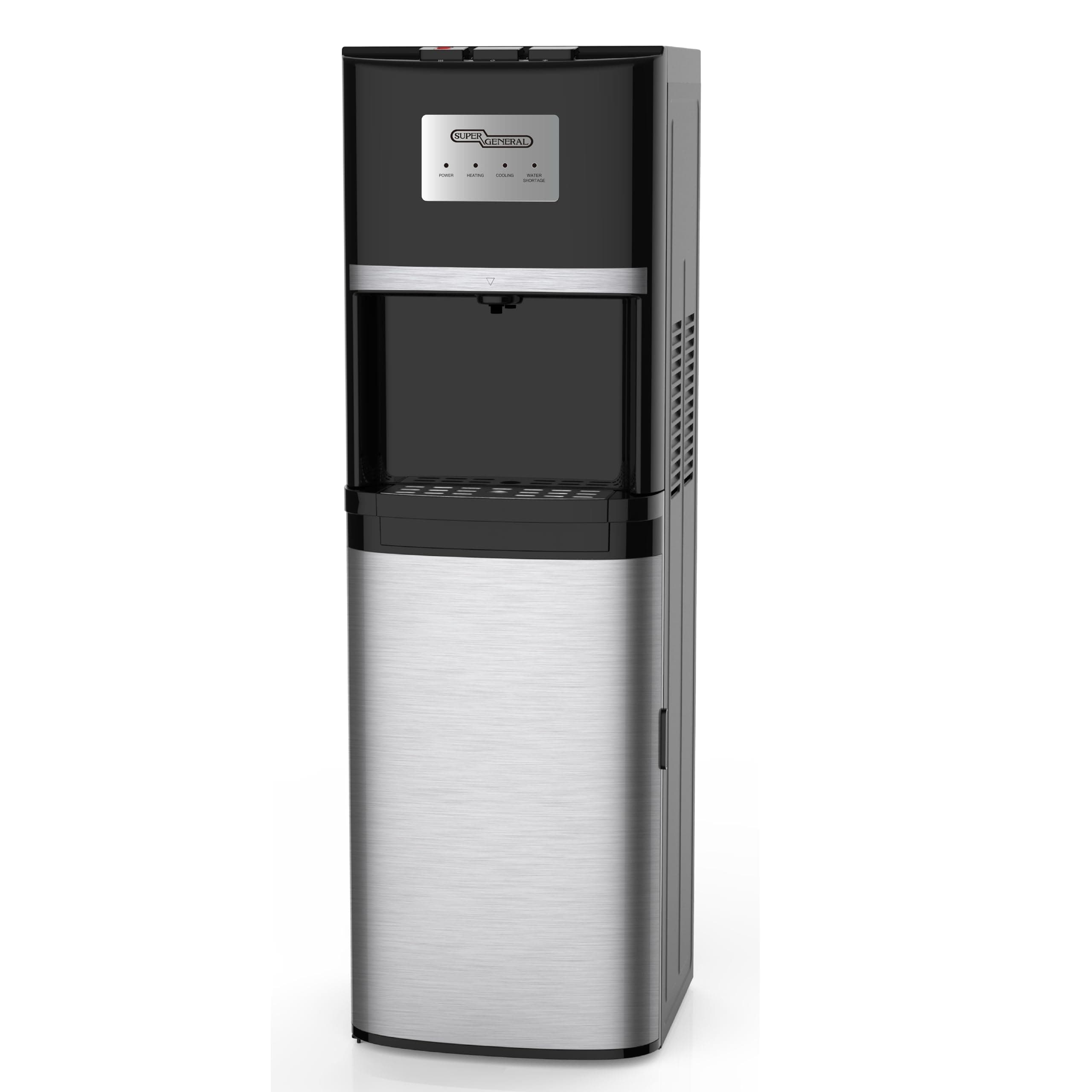 Hot and Cold Water Dispenser SGL2020BM, Bottom-Loading Water Cooler, Instant Hot Water, 3 Taps, 33.9 x 35.8 x 106.2 cm (WxDxH), Black/Silver, 1 Year Warranty