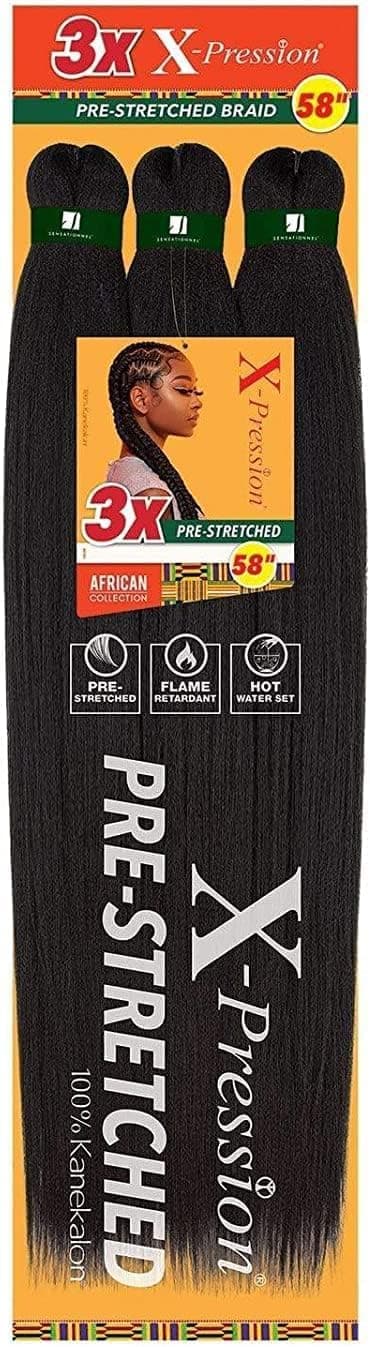 e estelle Braid Stretched Hair Extension Braiding Hair Braid Professional Hair Yaki Synthetic Hair 26 Inch (3 pcs/pack, black)