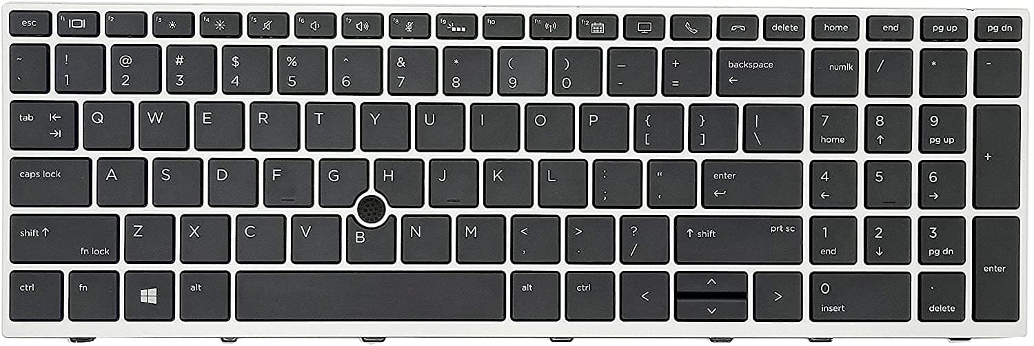 Replacement Keyboard for HP EliteBook 850 G5 850 G6 755 G5, Zbook 15u G5 & Zbook 15u G6 Laptop, HP Elitebook 850 G6 Keyboad with Silver Frame wih Backlit with Point US Layout