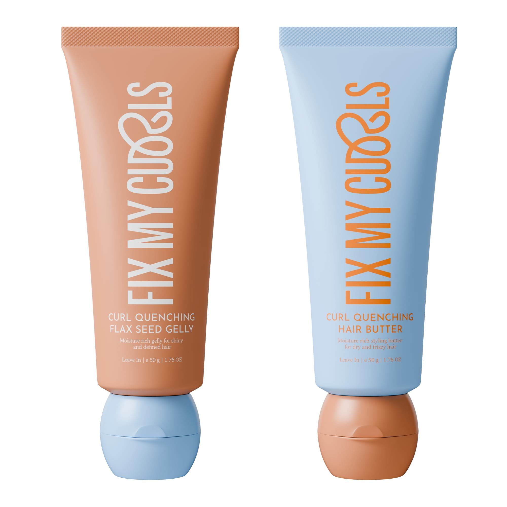 Fix My Curls Curl Quenching Moisture Styling Duo | For Curly, Wavy, Dry, Frizzy Hair | Enriched With Aloe Vera, Chia Seed, and Flax Seed | Silicone Free Curl Activator | Frizz Control | 50gm each