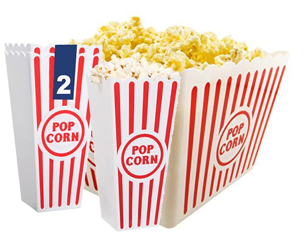 Reusable 1 ct Large Plastic Popcorn Tub with 4-ct Individual Popcorn Buckets Bundle
