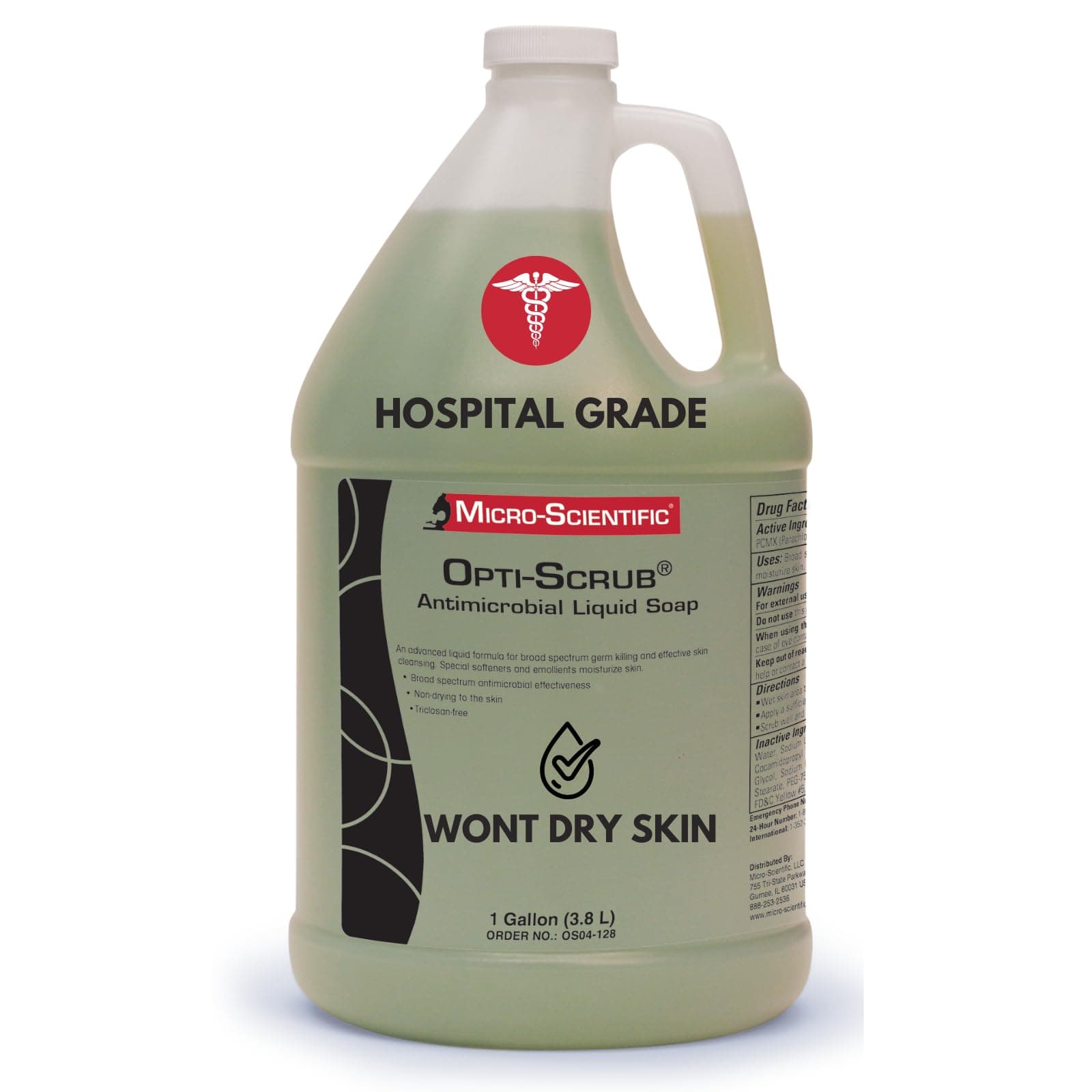 OS04-128 Opti-Scrub Antimicrobial Liquid Soap, Broad Spectrum, Non-Drying, 1 gallon