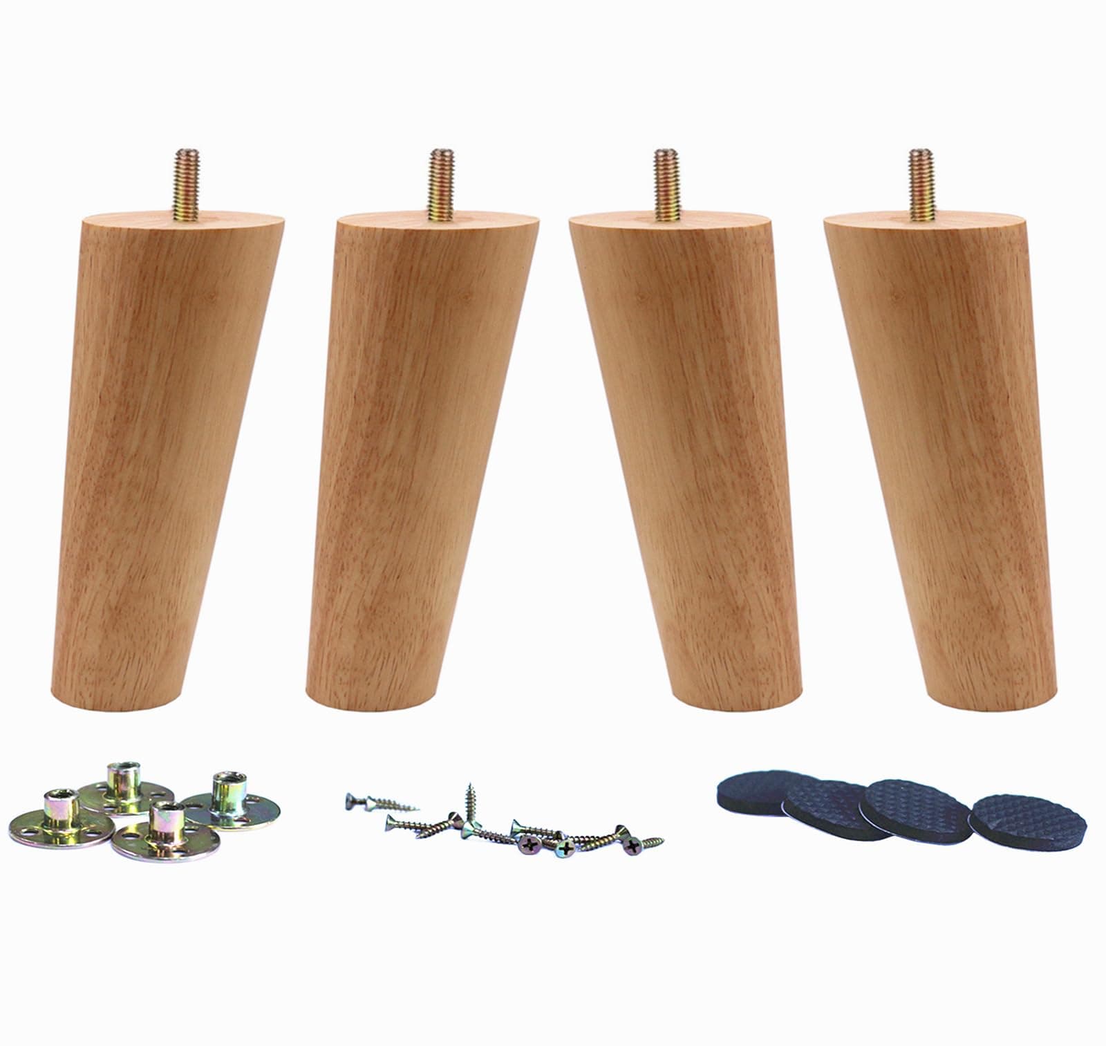 WEICHUAN Solid Rubber Wood Replacement Sofa Couch Chair Ottoman Loveseat Coffee Table Cabinet Furniture Wood Legs(6" Slant Set of 4)