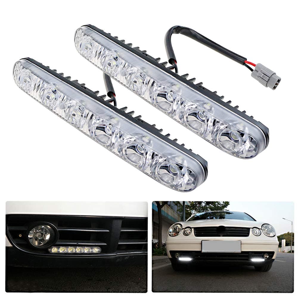 LEADTOPS 2 Pcs Set LED Car Daytime Running Light, Waterproof High Power 6W 6000K Xenon Slim COB LED DRL Daylight Driving Lamp For Car SUV Sedan Coupe Vehicle Universal (Xenon White)