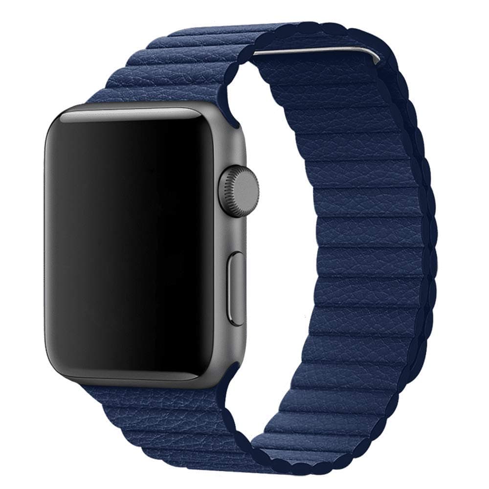 Strap For Apple Watch Replacement Wrist Strap Band 42/44mm | 38/40mm Series SE/6/5/4/,Premium Leather Adjustable Magnetic Closure Wrist iWatch bands Multiple Colors. (42/44mm, Dark Blue)