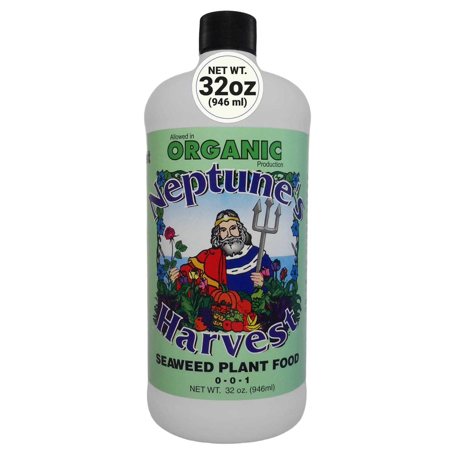 Neptune’s Harvest Seaweed Plant Food (0-0-1) - Multi-Purpose Seaweed Organic Liquid Fertilizer - Indoor & Outdoor Plant Fertilizer for Lawns, Gardens, Vegetables, & Flowers (Quart)