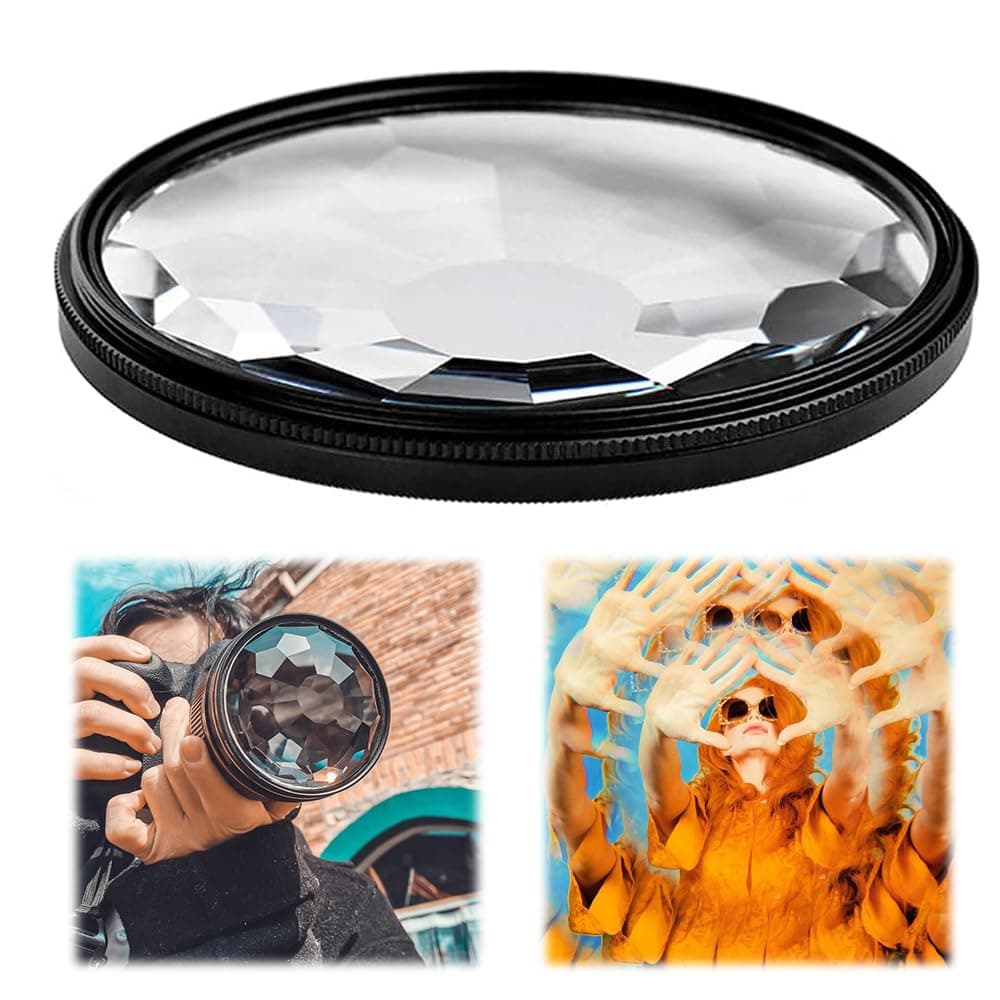 Azonee 77mm Camera Lens Filter, Crystal Clear 77mm Glass Prism Camera Lens Filter - Capture Stunning Images with Variable Subjects - Essential SLR Photography Accessory (Kaleidoscope)