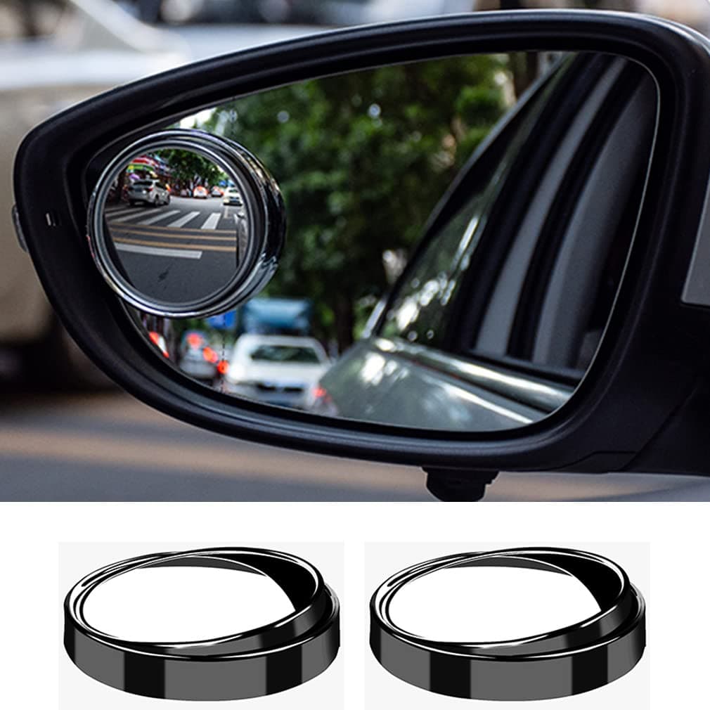 ESreake 2PCS small Blind Spot Mirror,2" Round HD Glass Convex Rear View Mirror,Strong Adhesive Mirror for Car, Van, SUV and Trucks (2"(50mm), Black frame)
