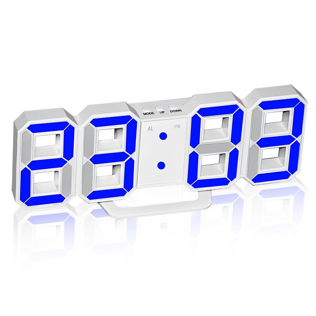 LambTown Electronic LED Desk Alarm Clock Digital Wall Clock with 3 Levels Brightness for Living Room - Blue