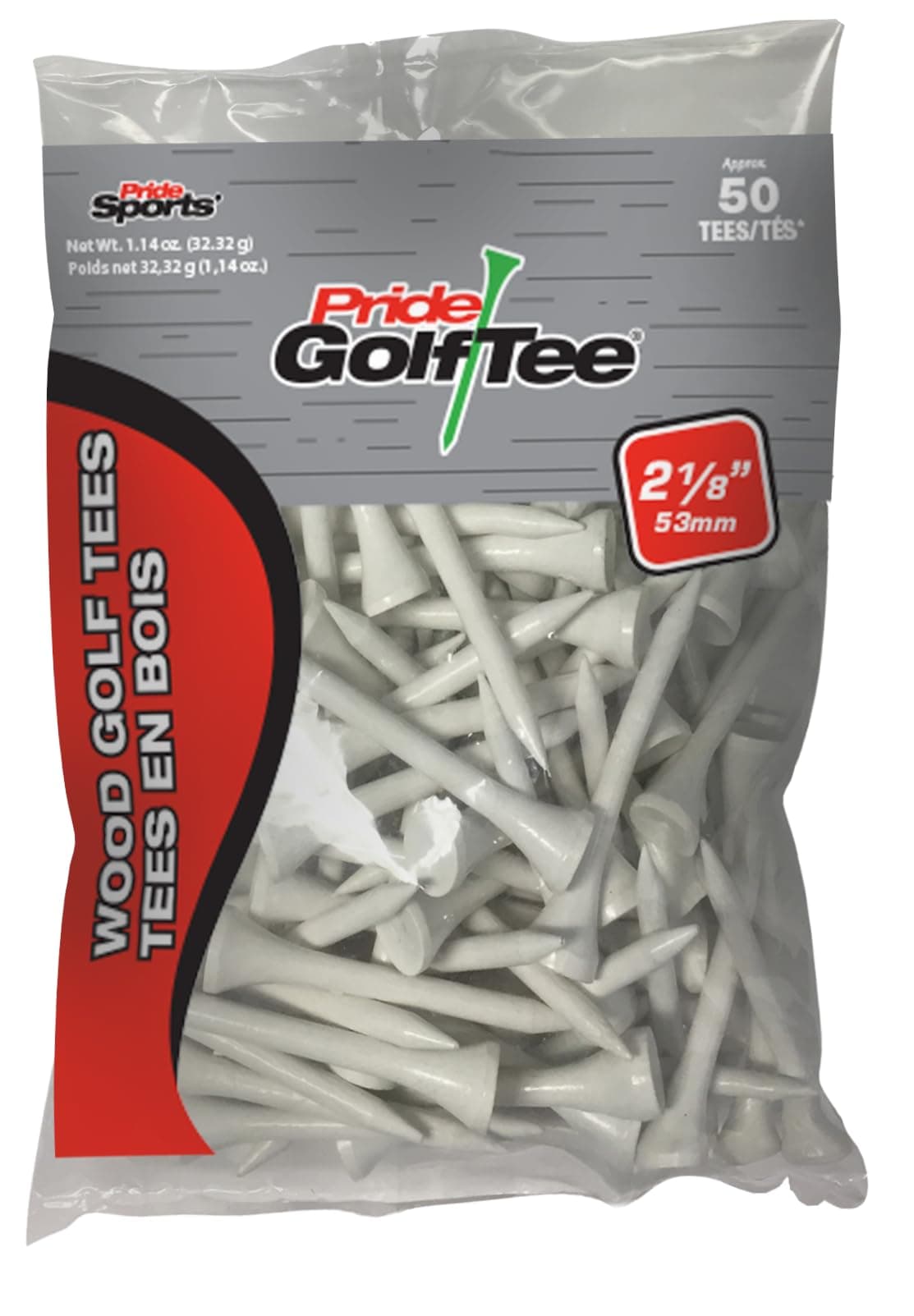 Pride Golf Tee, 2-1/8 inch Deluxe Tee, 50 Count Bag
