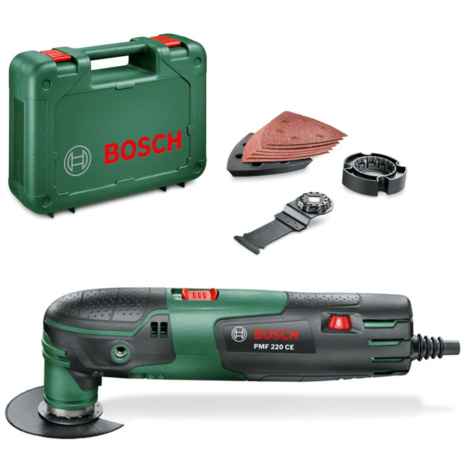 Bosch Home and Garden PMF 220 CE 220 Watt Multi-Tool for Starlock Accessories in Case, Black/Green, One Size