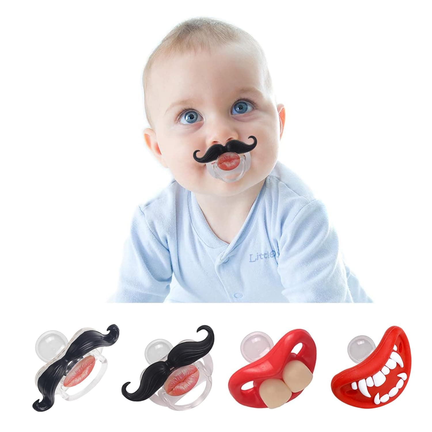 Mustache Newborn Pcifiers for 0-6 Months,Funny Pacifiers for Babies, Mustache Pacifier,Teeth Binky,Gift Pacifiers for Boys and Girls (Colors-05)