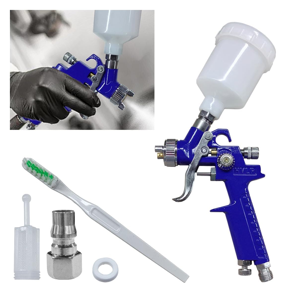 Mini HVLP Touch Up Spray Gun with 1 mm Nozzle, 125 cc Cup Gravity Feed Air Paint Sprayer Spot Repair, Spray Paint Gun for Car Furniture Painting, Auto Primer, Wall Painting (1.0)