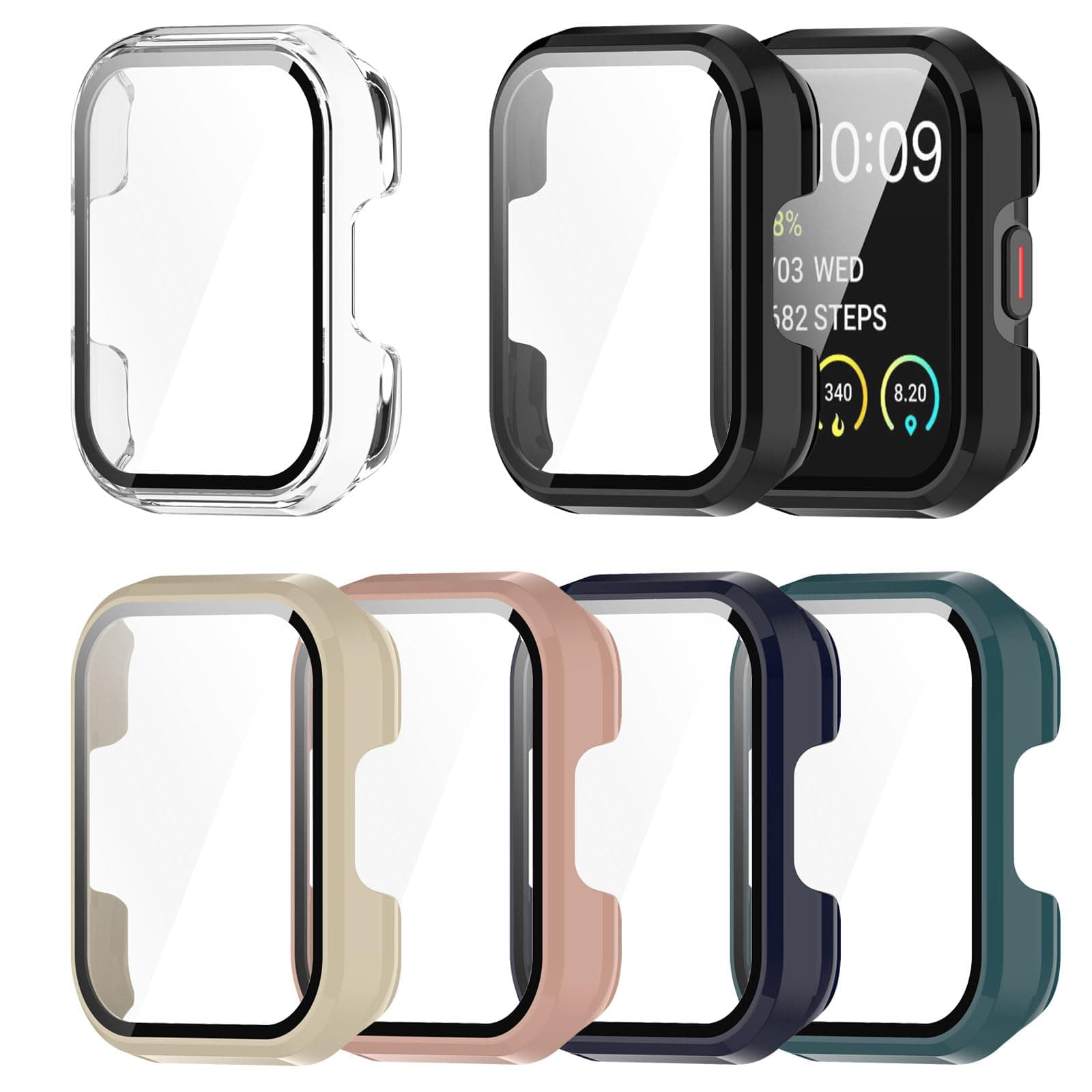 RuenTech Compatible with SKG V7/V7 Pro Smart Watch Case Cover, Screen Protector with Tempered Glass Film PC Protective Case for SKG V7 Smart Watch (6-Pack)