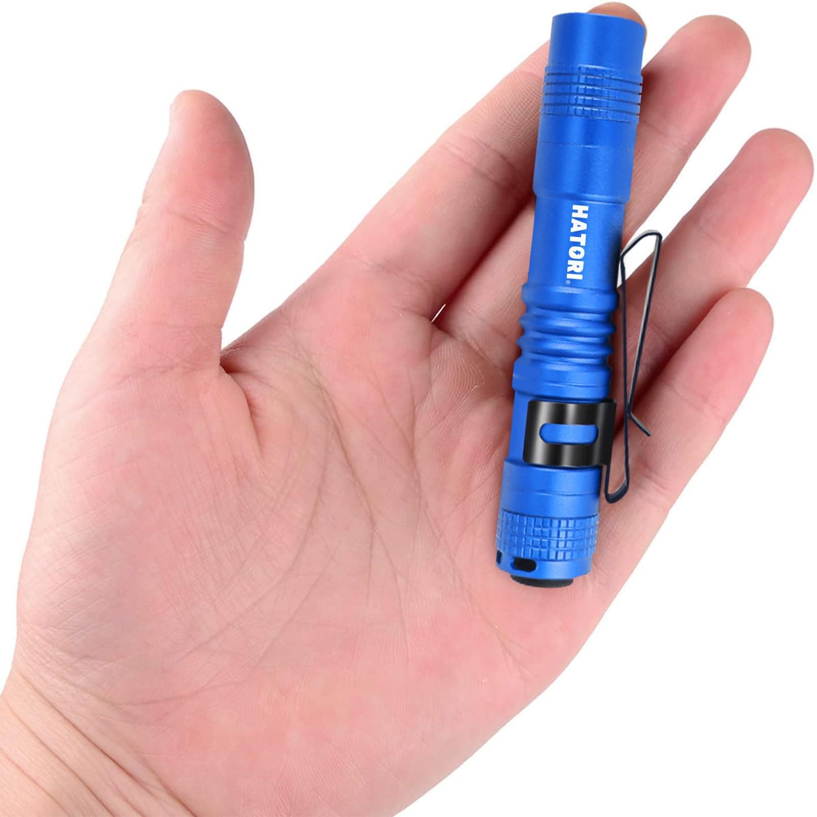 HATORI Led Flashlight Small Super Bright Handheld Flashlights High Lumens Mini Pocket Pen Light for Camping Emergencies Outdoor EDC Tactical Flashlights(Blue)