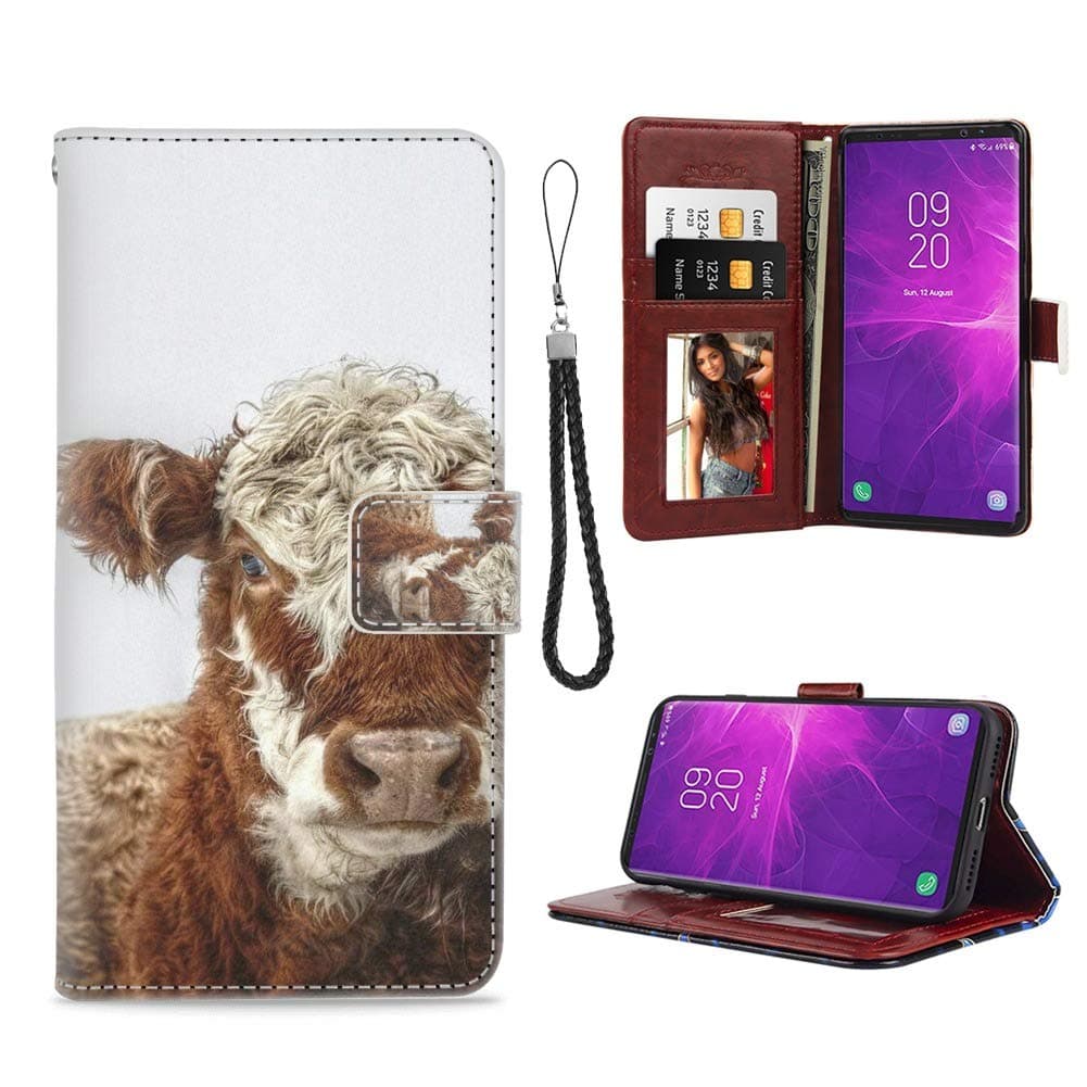 Samsung Galaxy Note 9 Phone Wallet Case Funny Cow TPU Leather Flip Cover with Card Slot Wallet Case for Samsung Galaxy Note 9