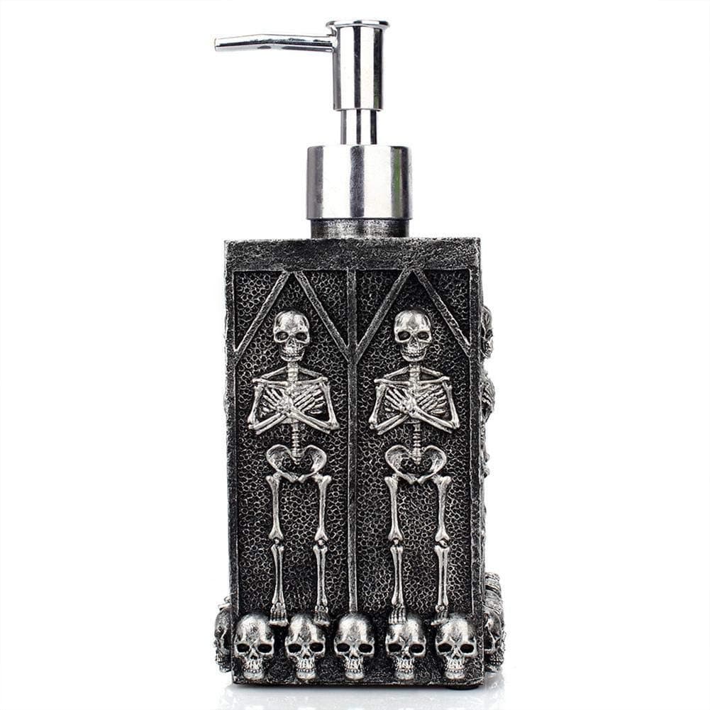 Skull Design Dark Style Refillable Hand Soap Dispenser Liquid Pump for Kitchen Bathroom Home Hotel Office Design by NPL Halloween Gravely Scary Spooky Fantasy