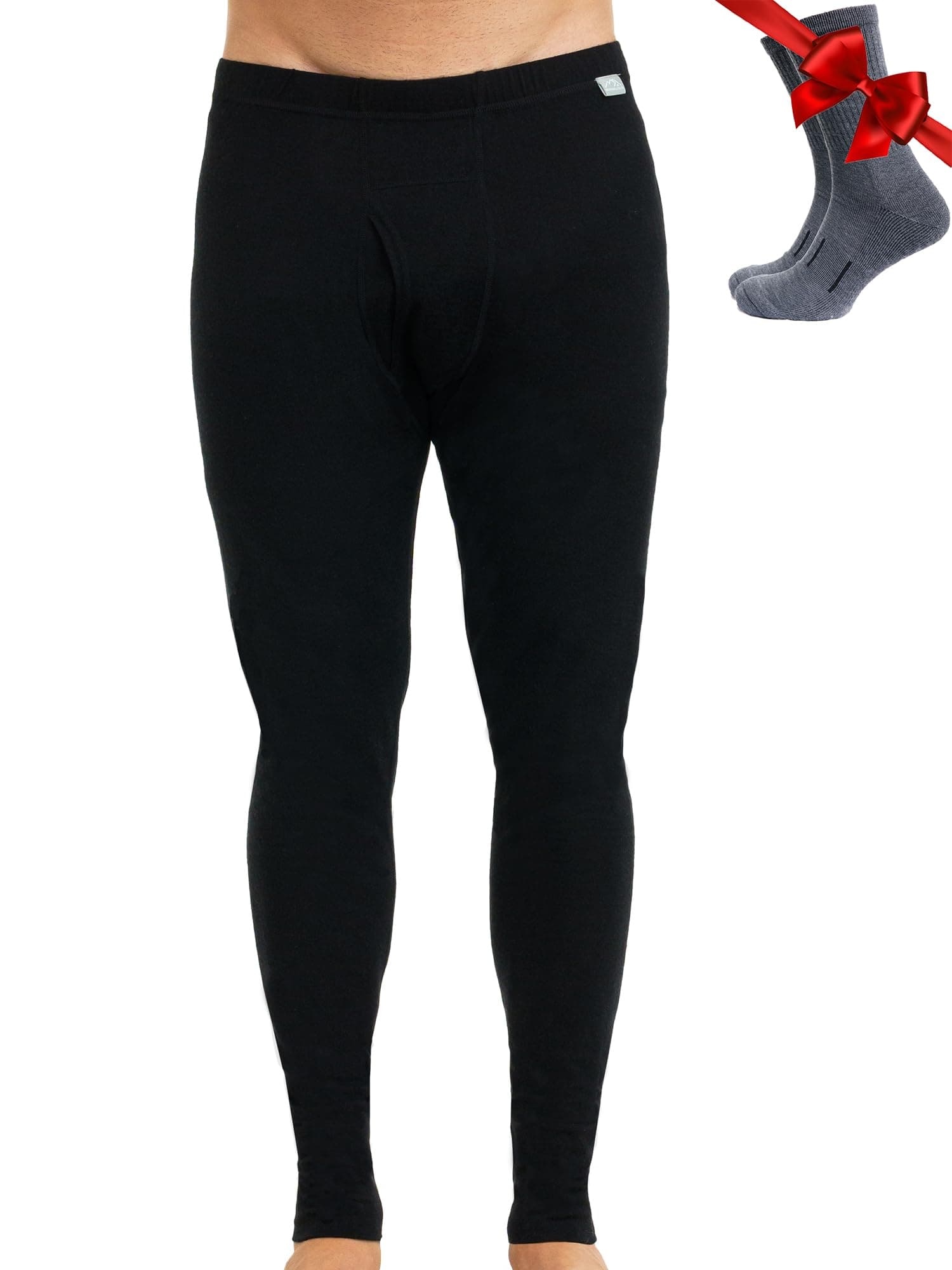 Merino Wool Base Layer Mens Bottom Pants 100% Merino Wool Heavyweight, Midweight, Lite Thermal Underwear Long Johns and Socks