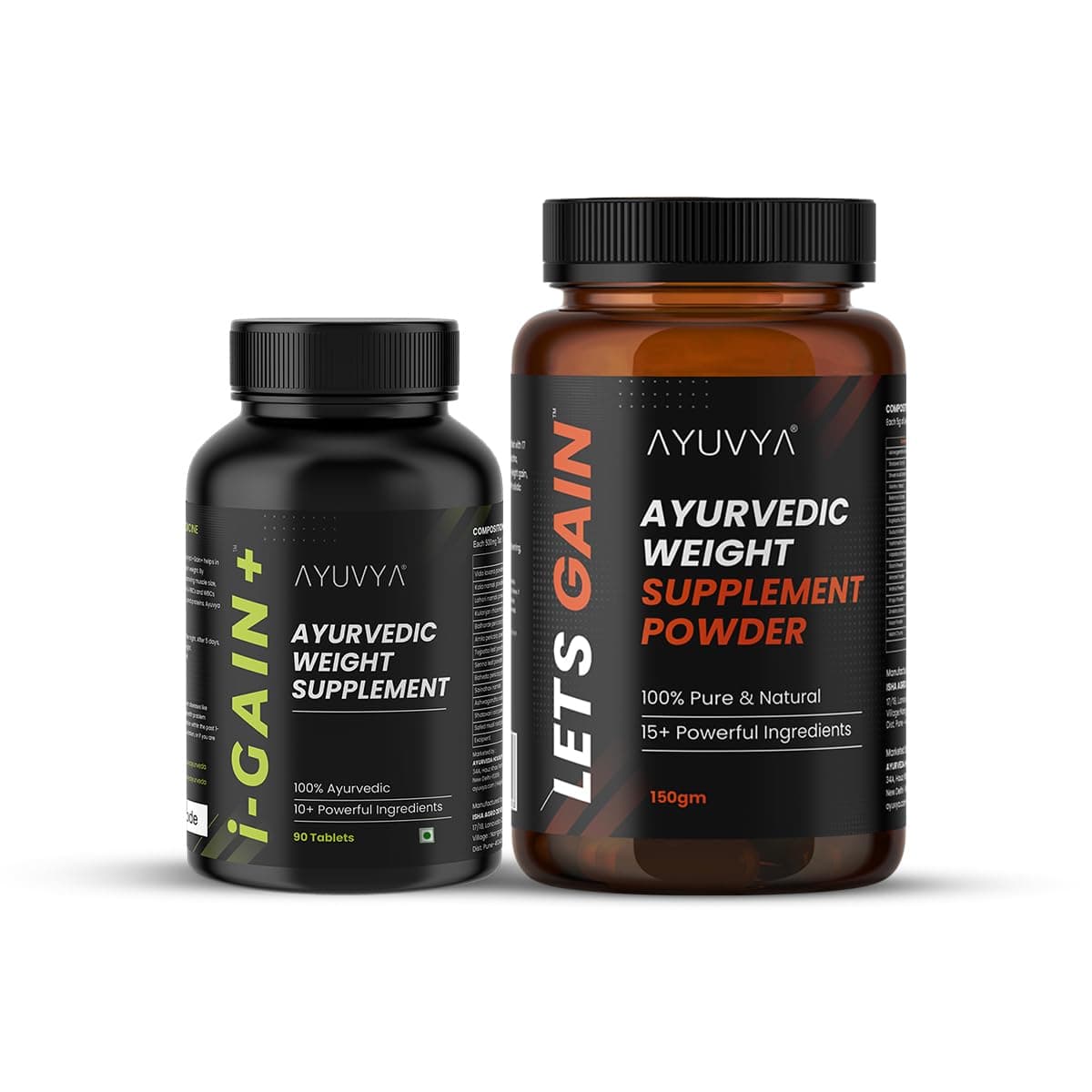 Ayuvya i-Gain+ & Lets Gain Weight Support Combo | i-Gain+ Helps In Improving Appetite, Digestion & Nutrient Absorption | Lets Gain Helps In Nourishing Body For Muscle Health