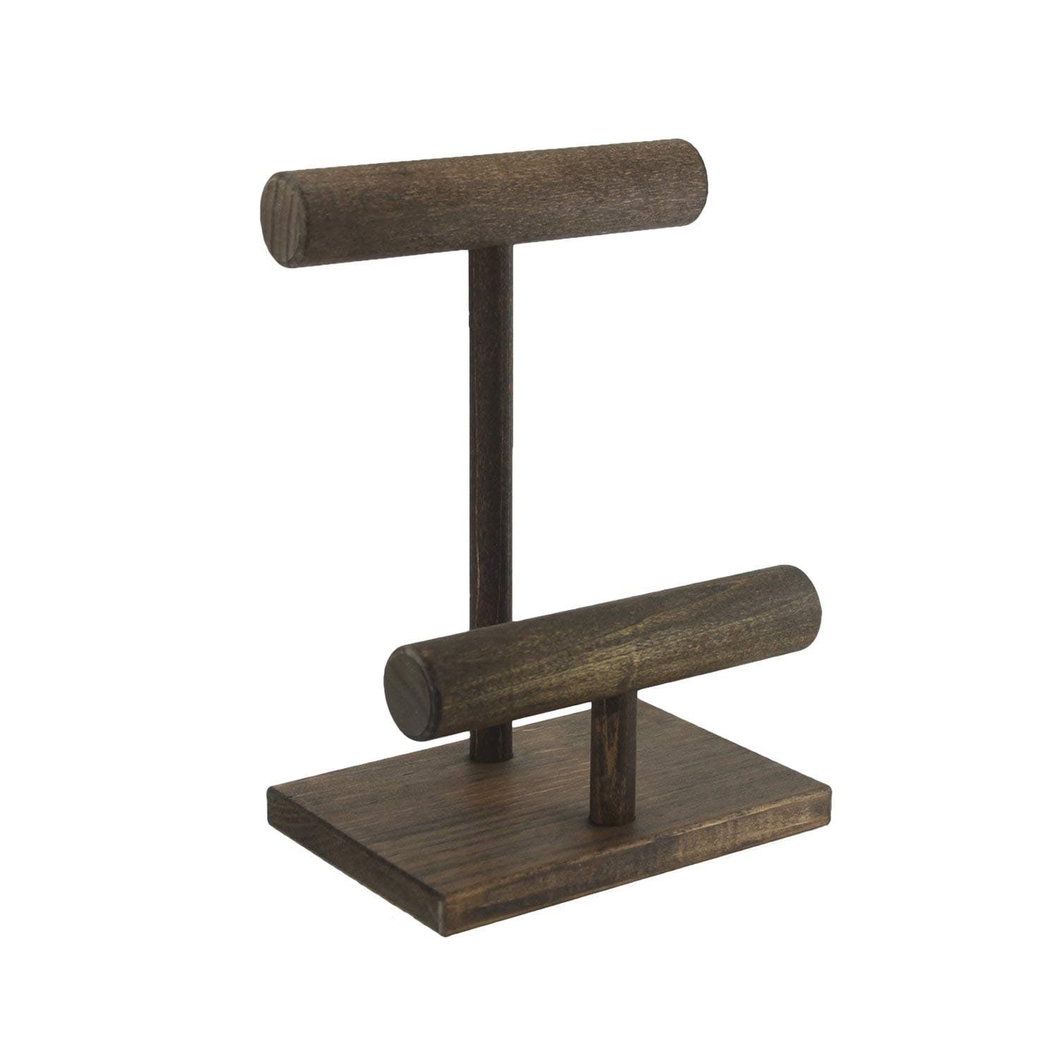 Jewelry Display Stand - Two Tier/Bracelet Watch Stand/Solid Wood T-Bar Display/Craft Show/Boutique Rustic Rack/Ring Tree/Espresso Color