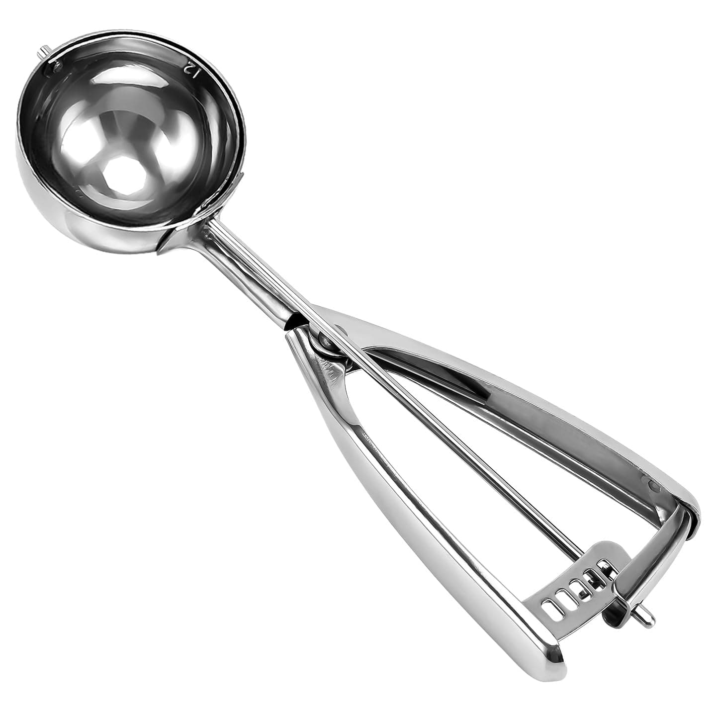 Large Cookie Scoop, 5.4 Tbsp/ 2.7 OZ, 2.5 inch/ 63MM Ball, 18/8 Stainless Steel Ice Cream Scoop, Cupcake Scoop, Secondary Polishing
